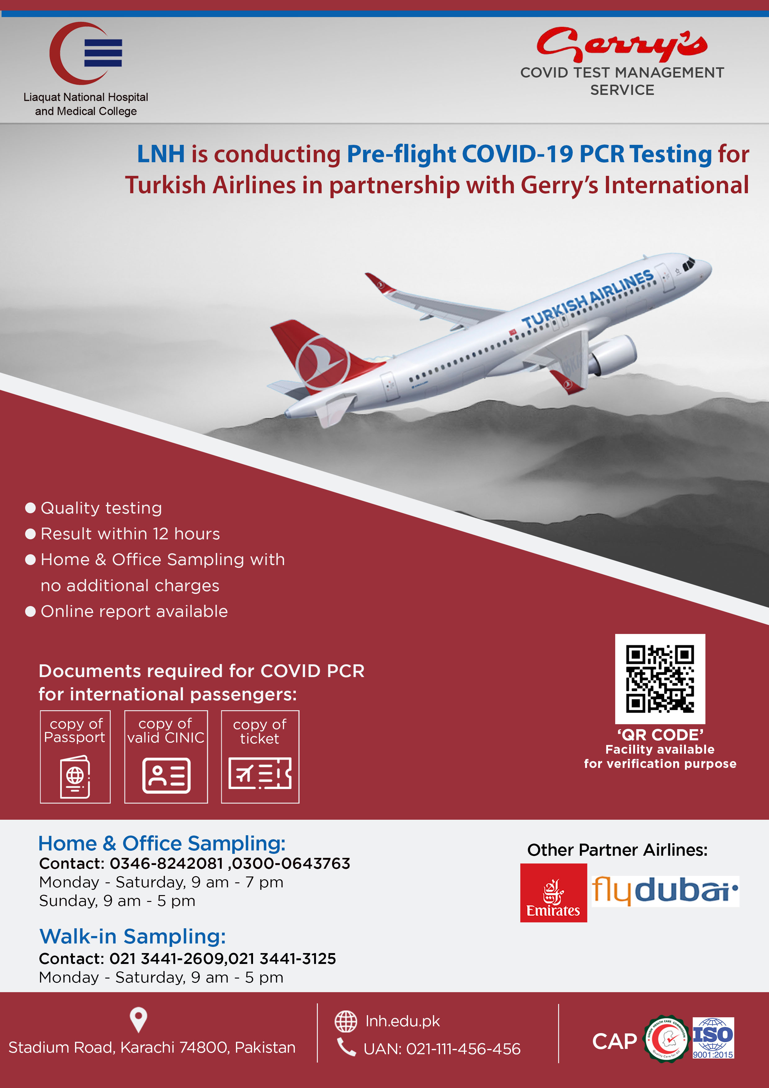 Pre-flight COVID-19 PCR Testing for Turkish Airlines Passengers
