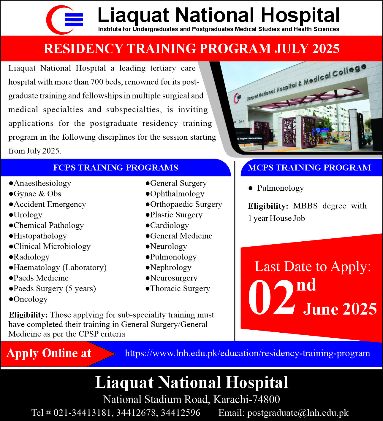 Induction for Residency Training, July 2025 | Apply Online
