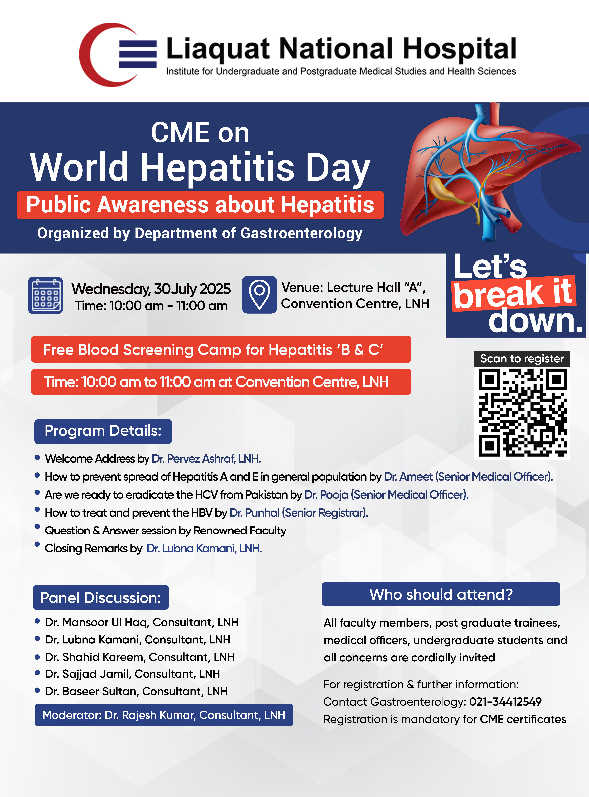 CME on World Hepatitis Day & Free Blood Screening for Hepatitis B & C