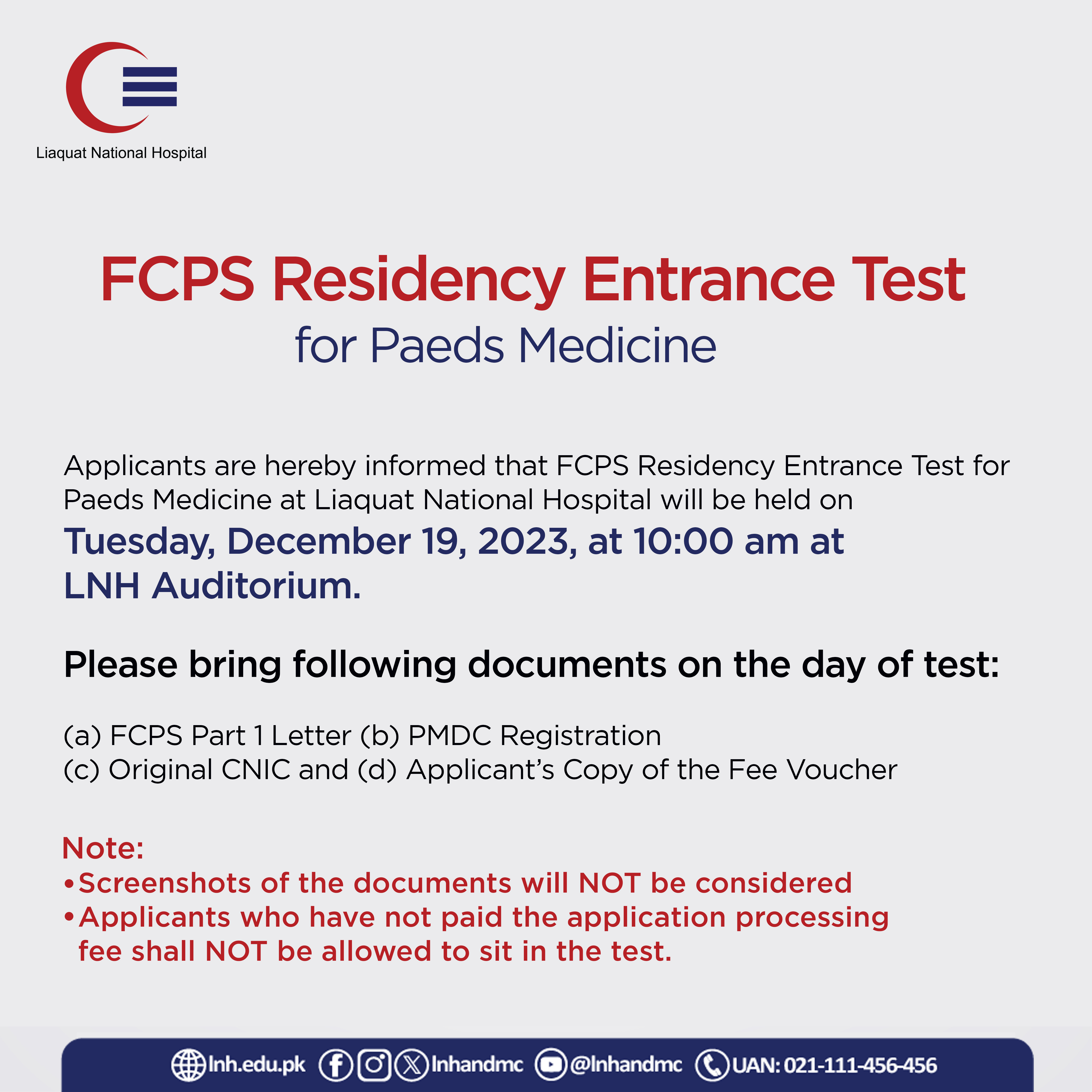 FCPS Residency Entrance Test for Paeds Medicine