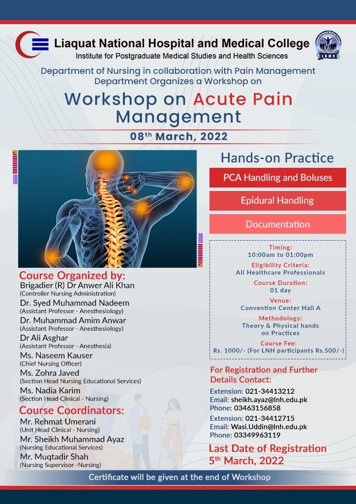 Workshop on Acute Pain Management on March 08, 2022