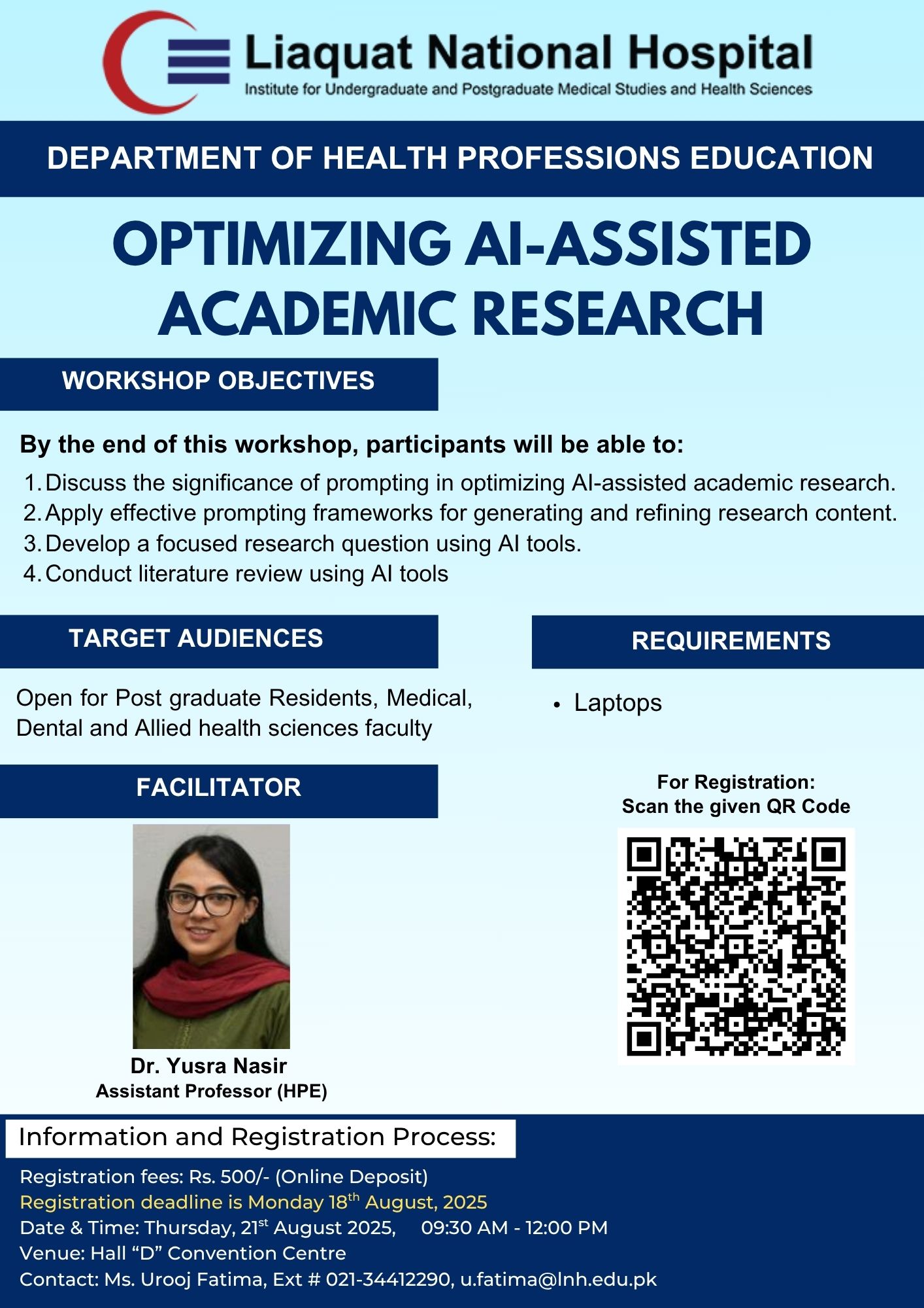 Workshop on Optimizing AI-Assisted Academic Research on August 21, 2025