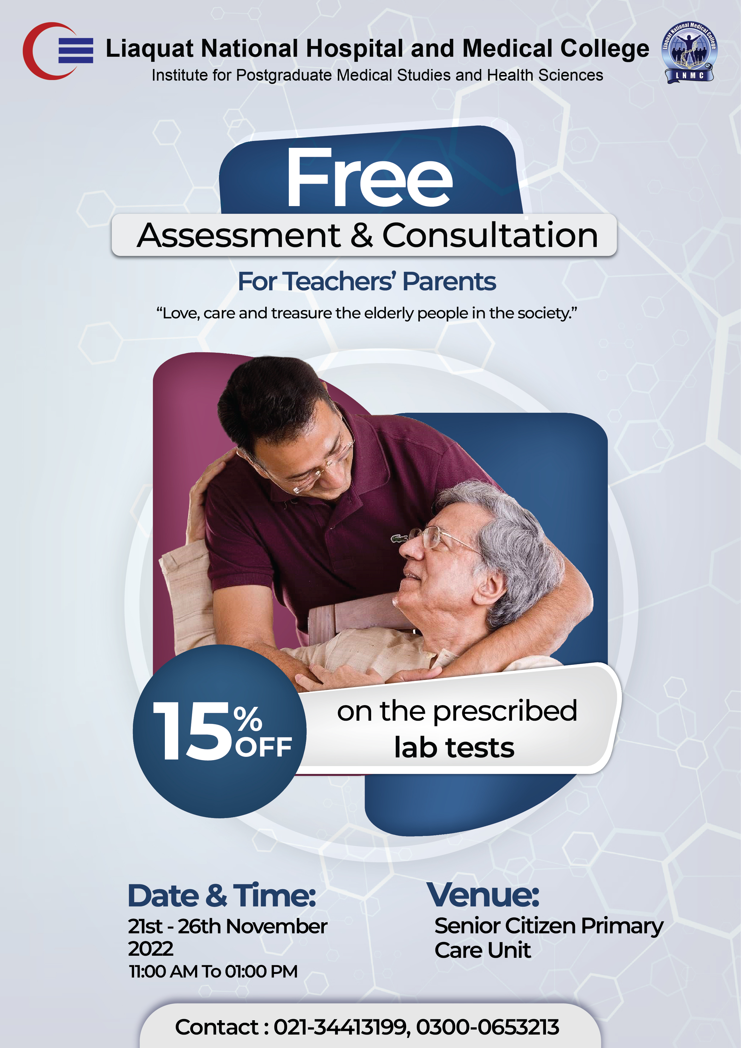 Free Assessment and Consultation for Teacher’s Parents at  Senior Citizens Primary Care Unit