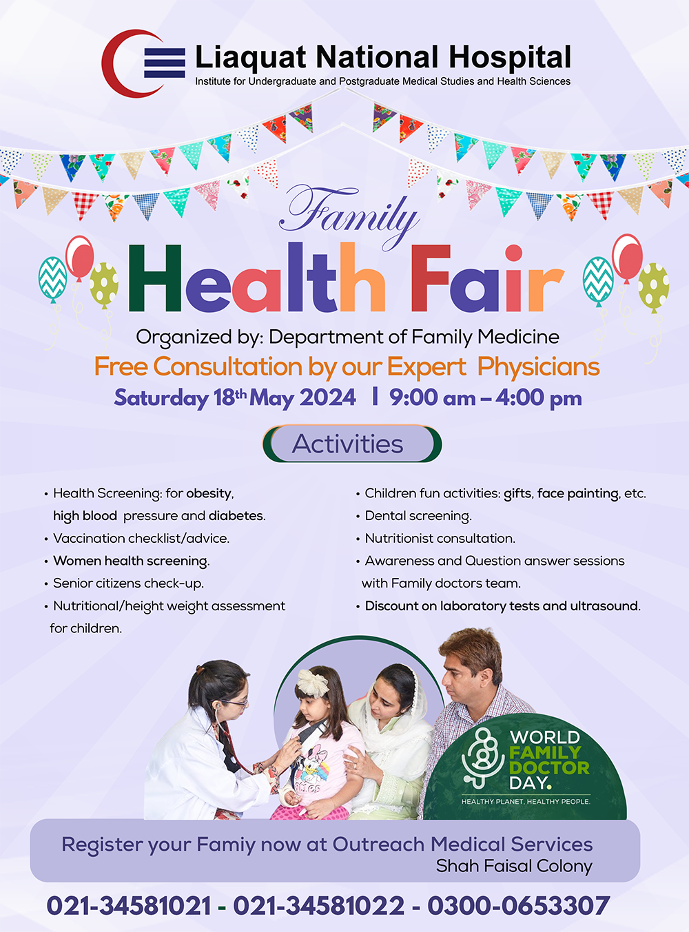 Health fair at LNH Outreach Services Shah Faisal Colony, May 18, 2024