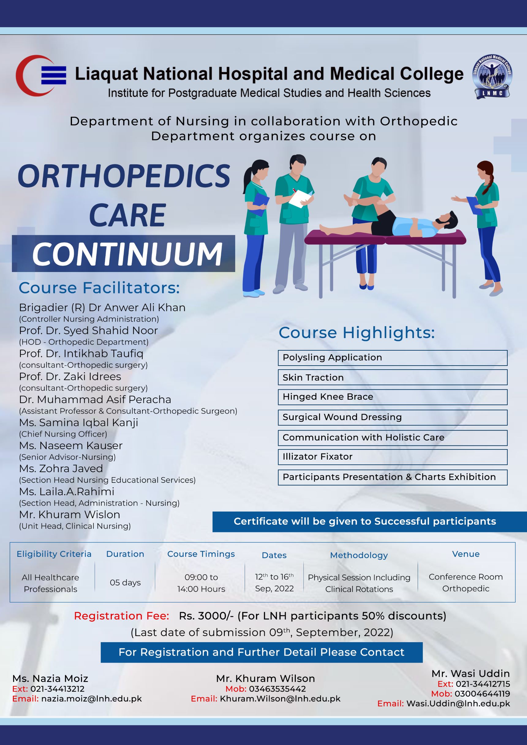 Orthopaedic Care Continuum Course for Healthcare Professionals, Sep 12-16, 2022