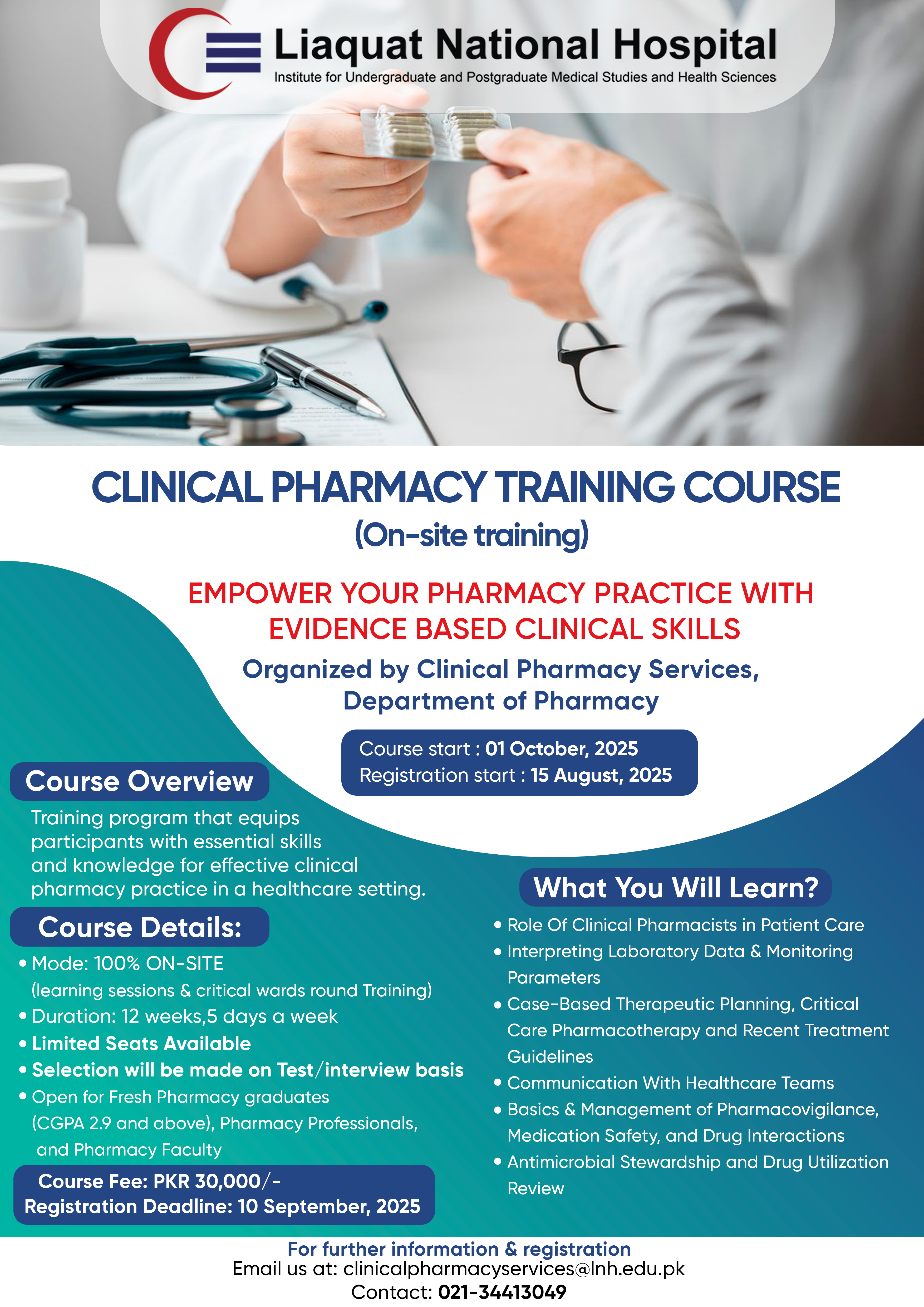 Clinical Pharmacy Training Course (On-site), starting from Oct 1, 2025