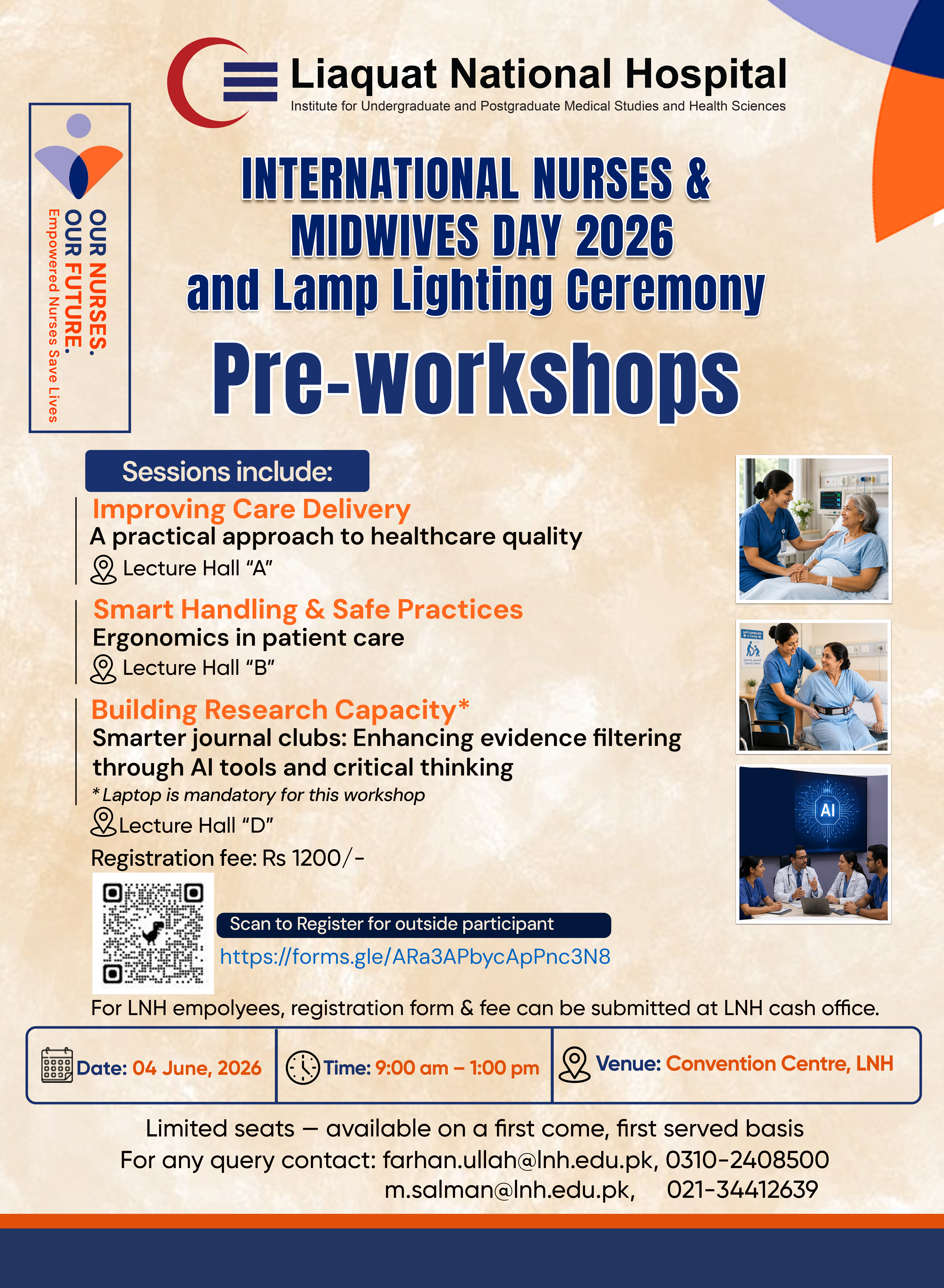 INMD: Pre-workshops: Improving Care Delivery, Smart Handling & Safe Practices and Building Research Capacity