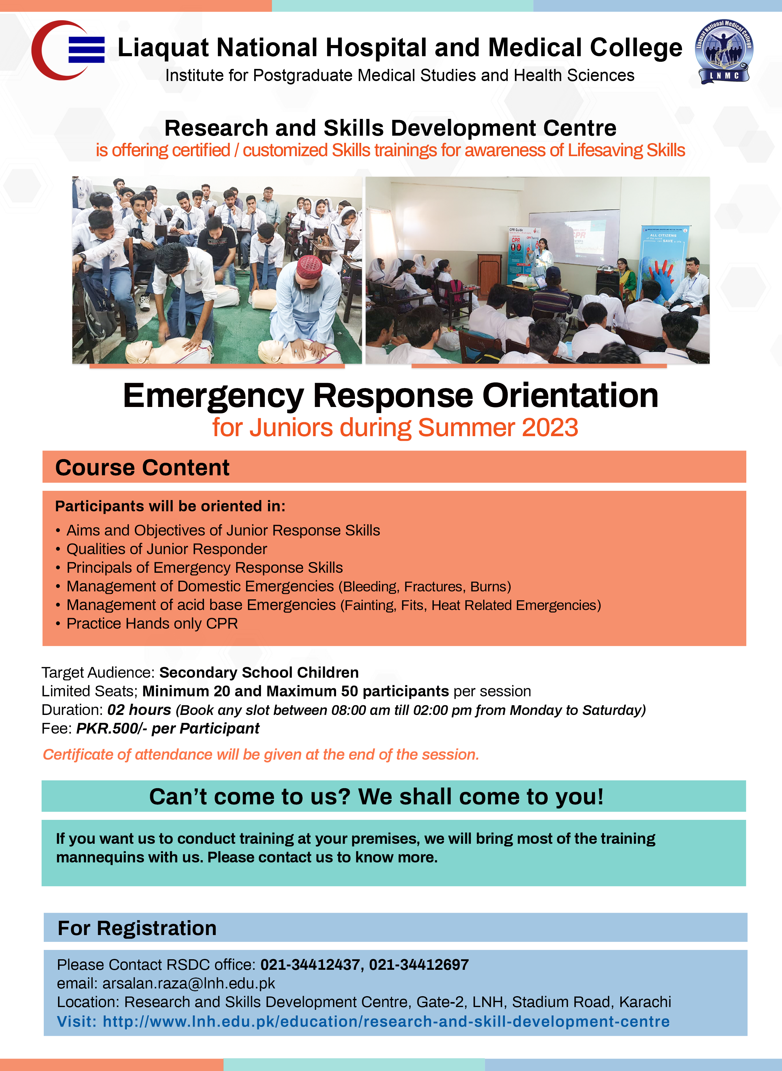 Emergency Response Orientation for Juniors during Summer 2023