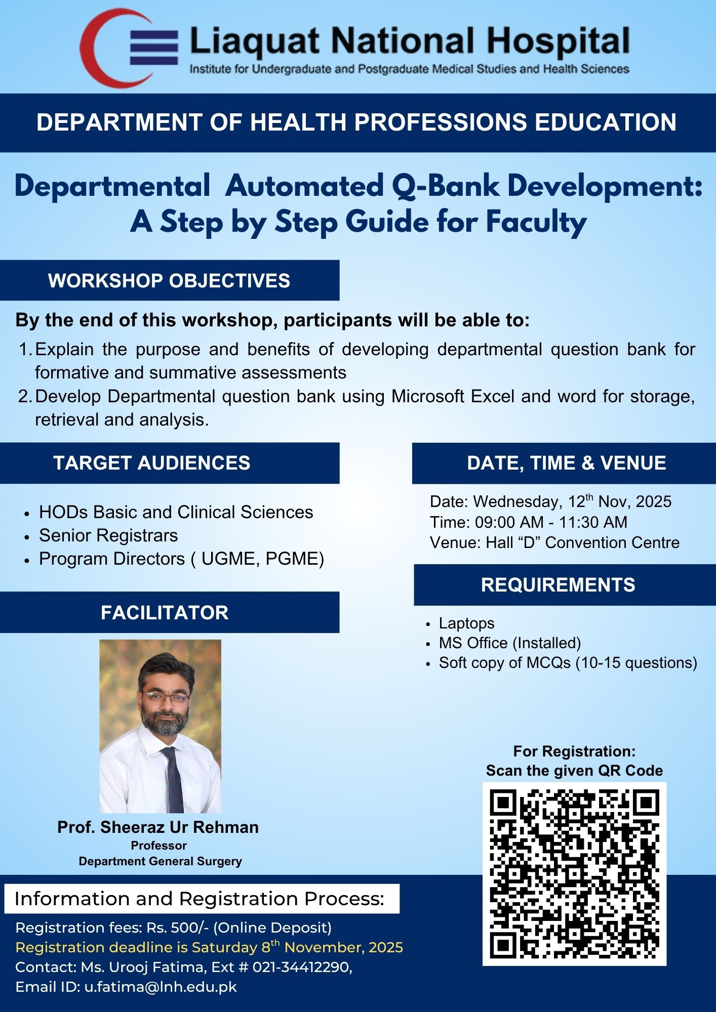 Workshop on Departmental Automated Q-Bank Development, Nov 12, 2025