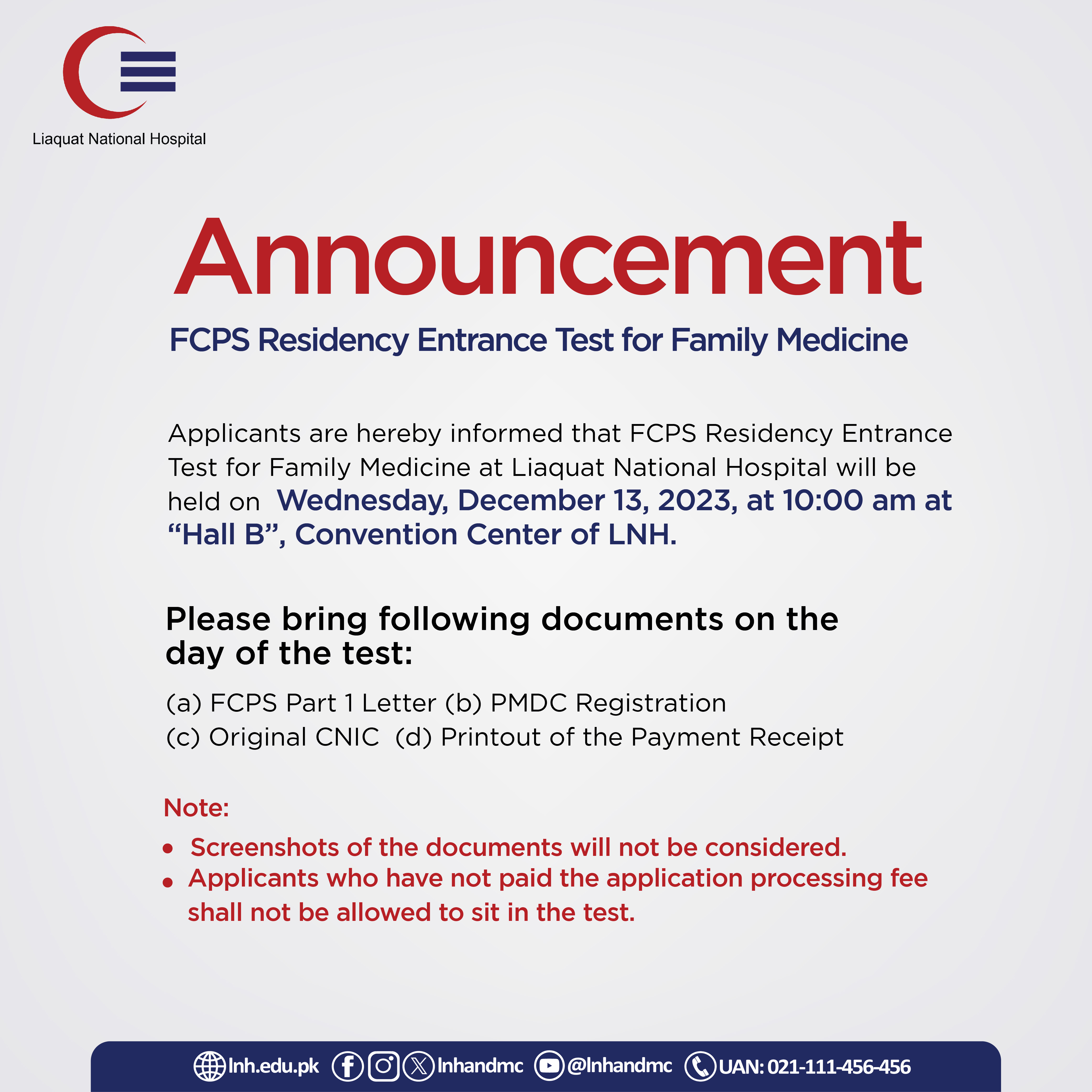FCPS Residency Entrance Test for Family Medicine