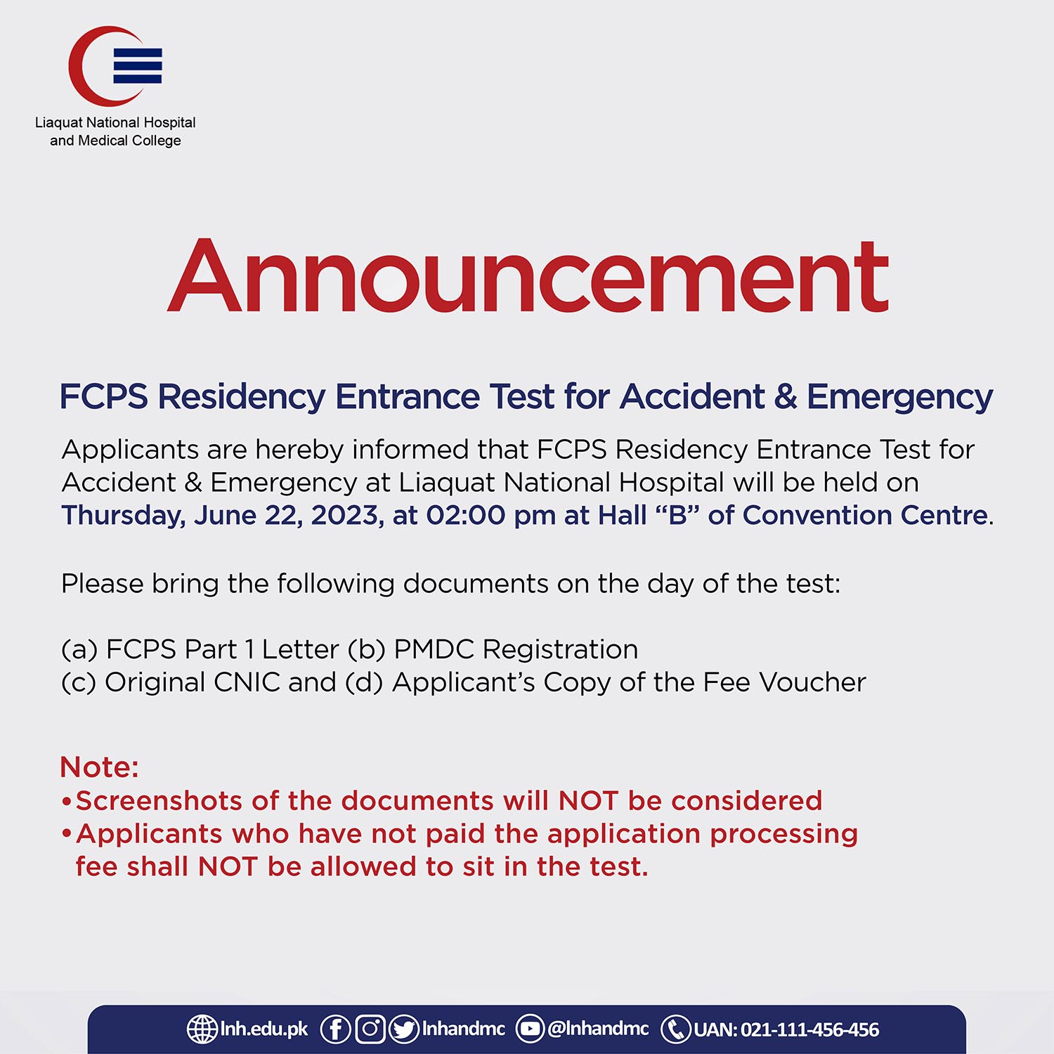 FCPS Residency Entrance Test for Accident & Emergency