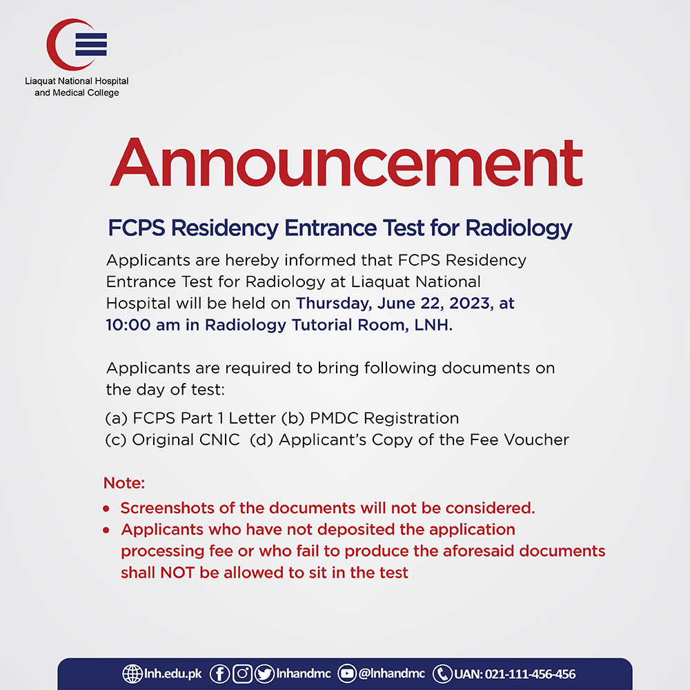 FCPS Residency Entry Test for Radiology