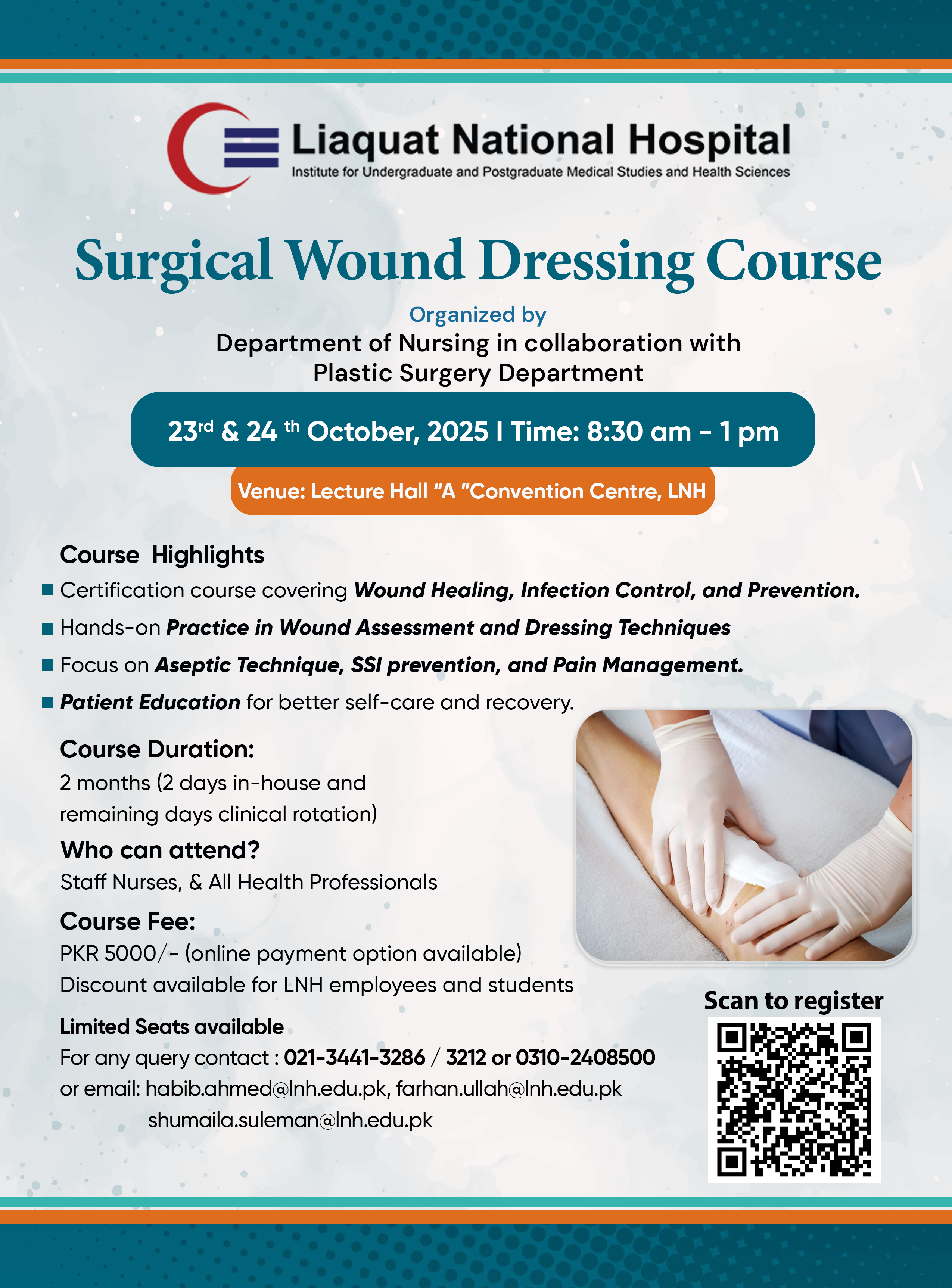 Surgical Wound Dressing Course, Oct 23 & 24, 2025