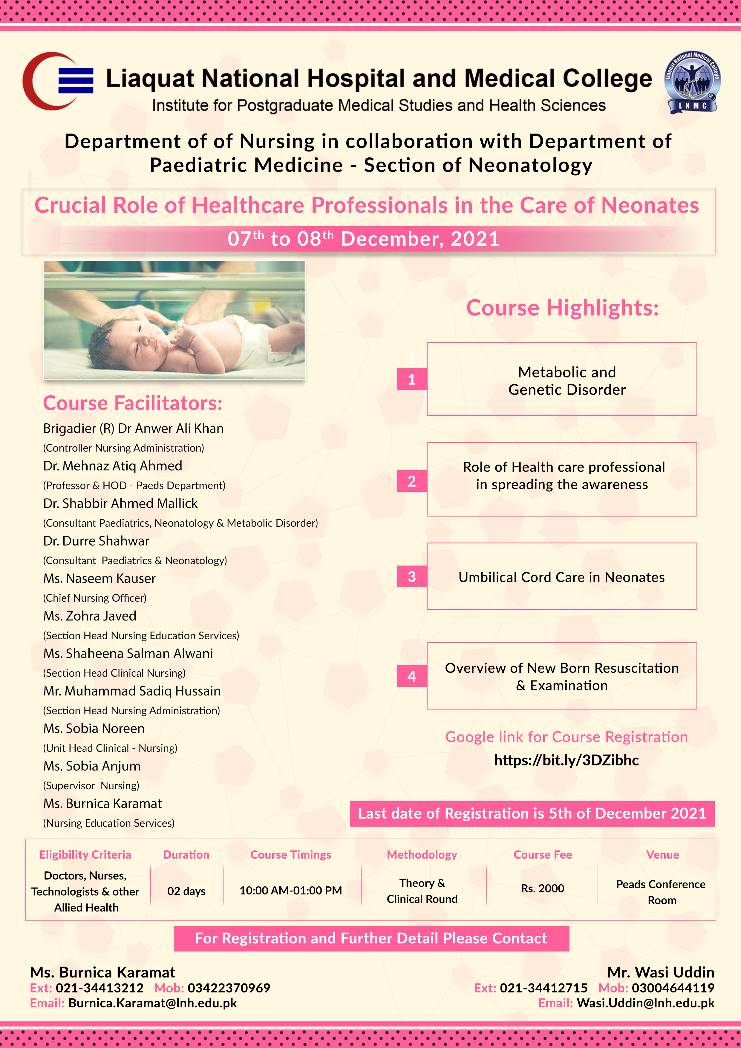 Course on Crucial Role of Healthcare Professionals in the care of Neonates