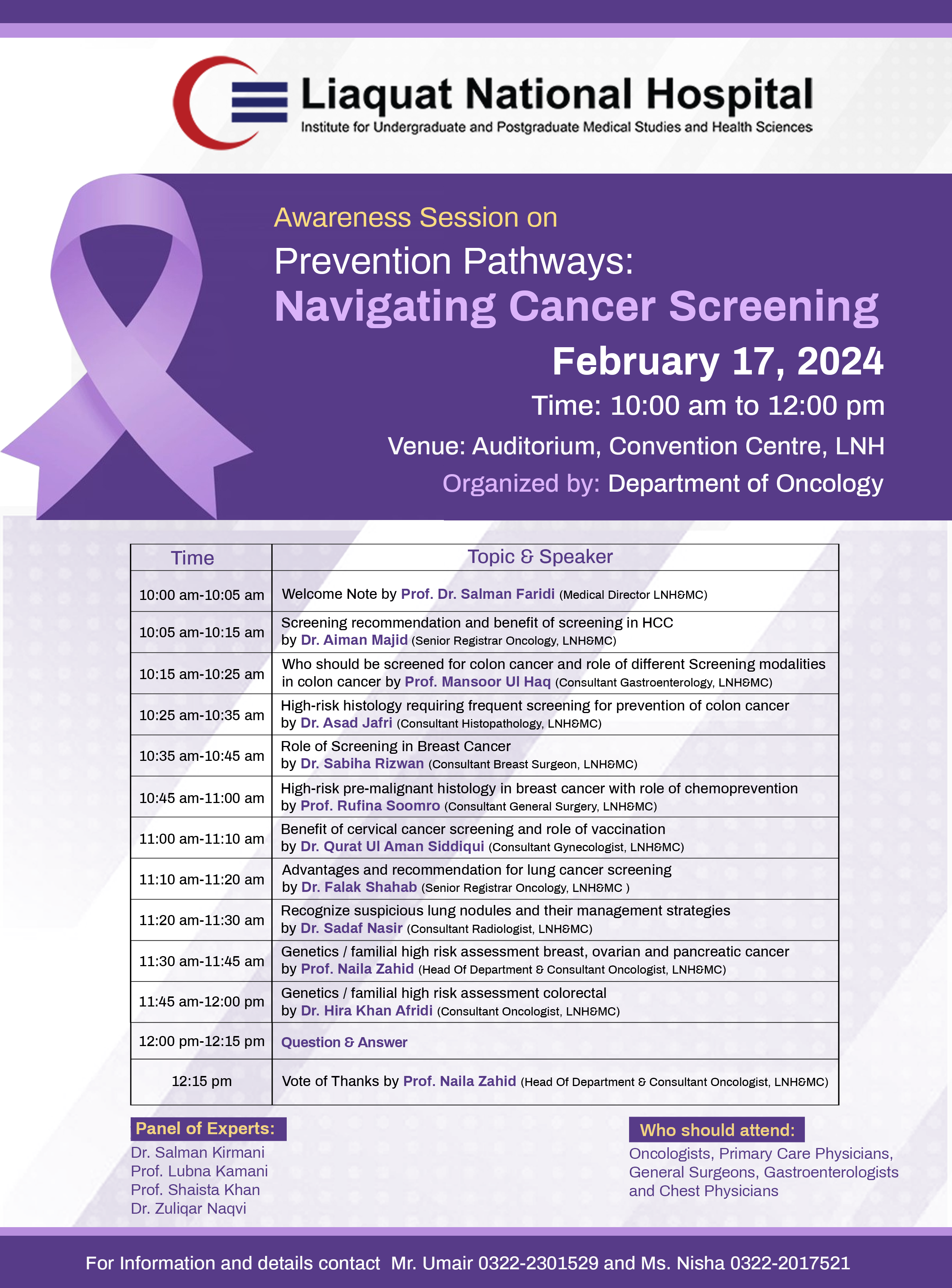 Awareness Session on Prevention Pathways: Navigating Cancer Screening