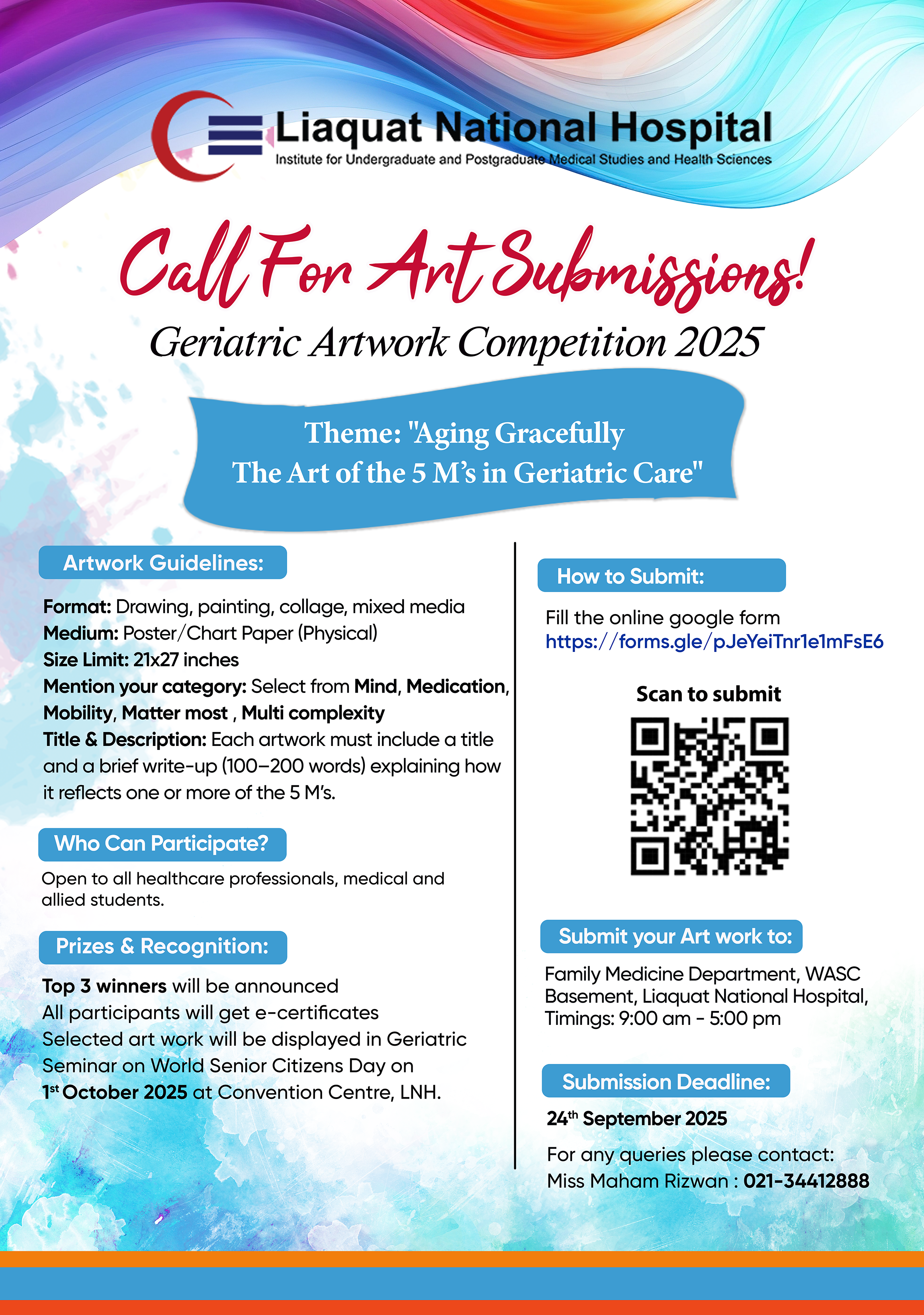 Geriatric Artwork Competition 2025 | October 1st 2025