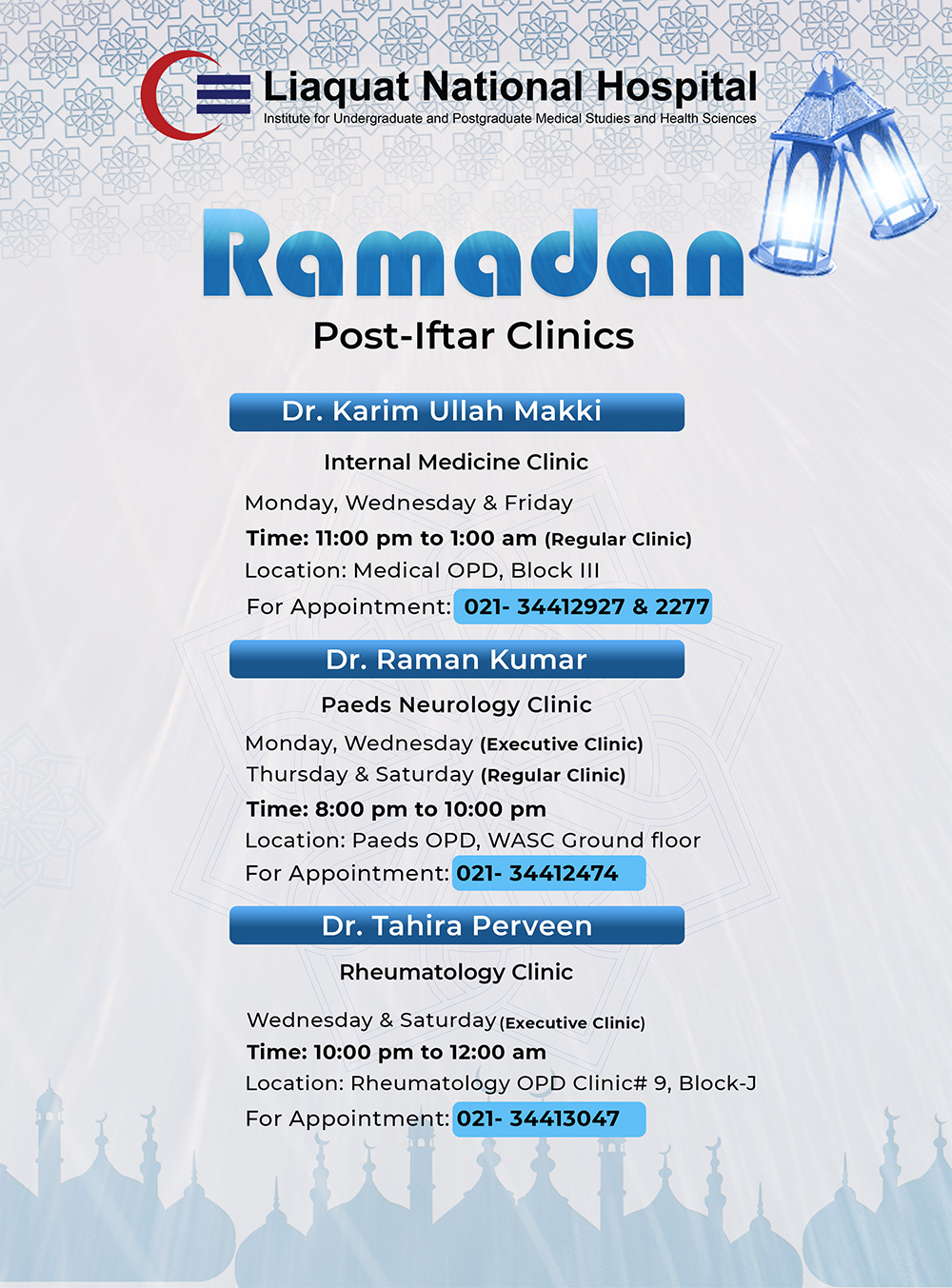 Post-Iftar Clinics in Ramadan