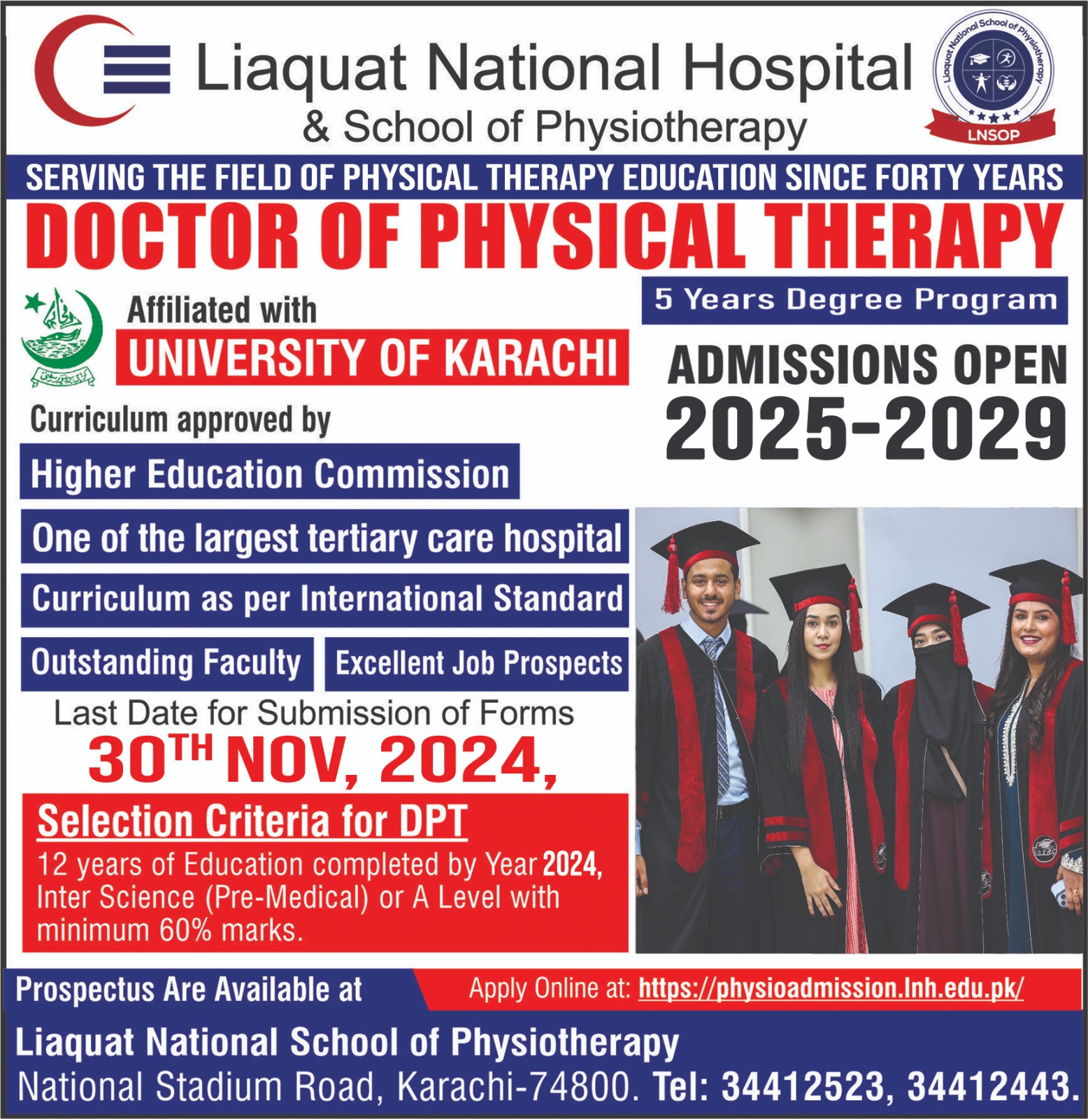 Admissions Open in Doctor of Physical Therapy (DPT), 2025-2029