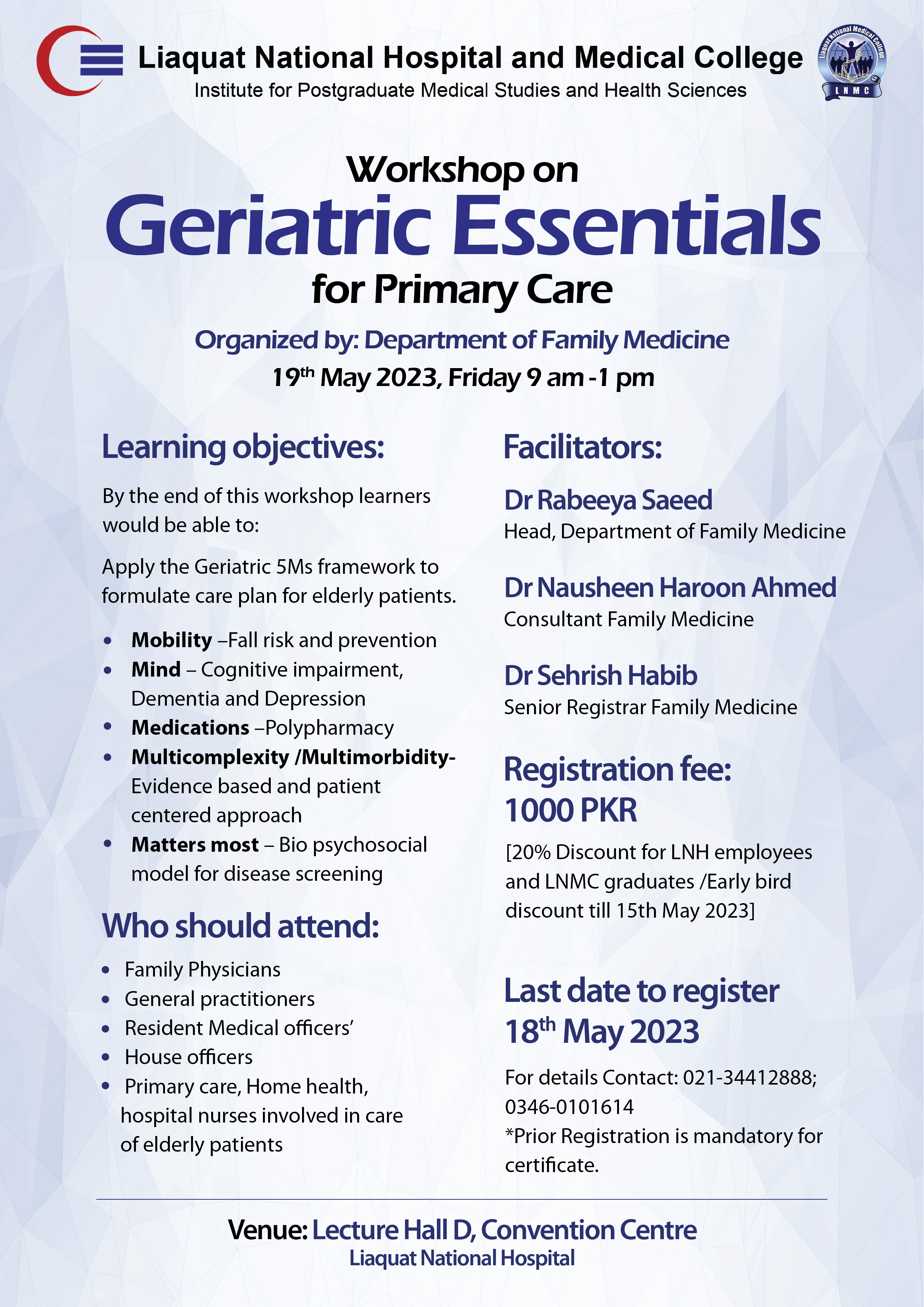 Workshop on Geriatric Essentials for Primary Care | May 19, 2023