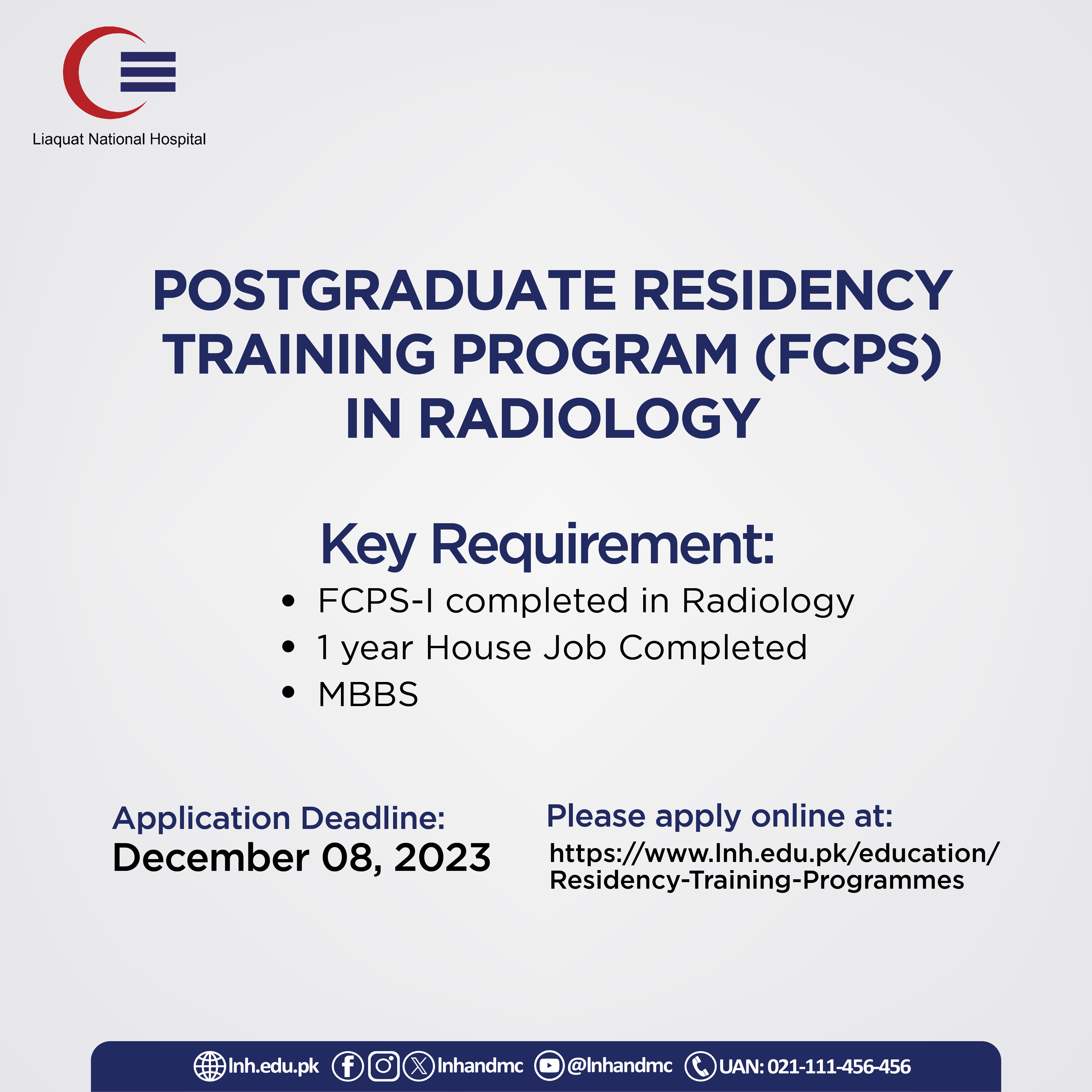 Postgraduate Residency Training (FCPS) in Radiology