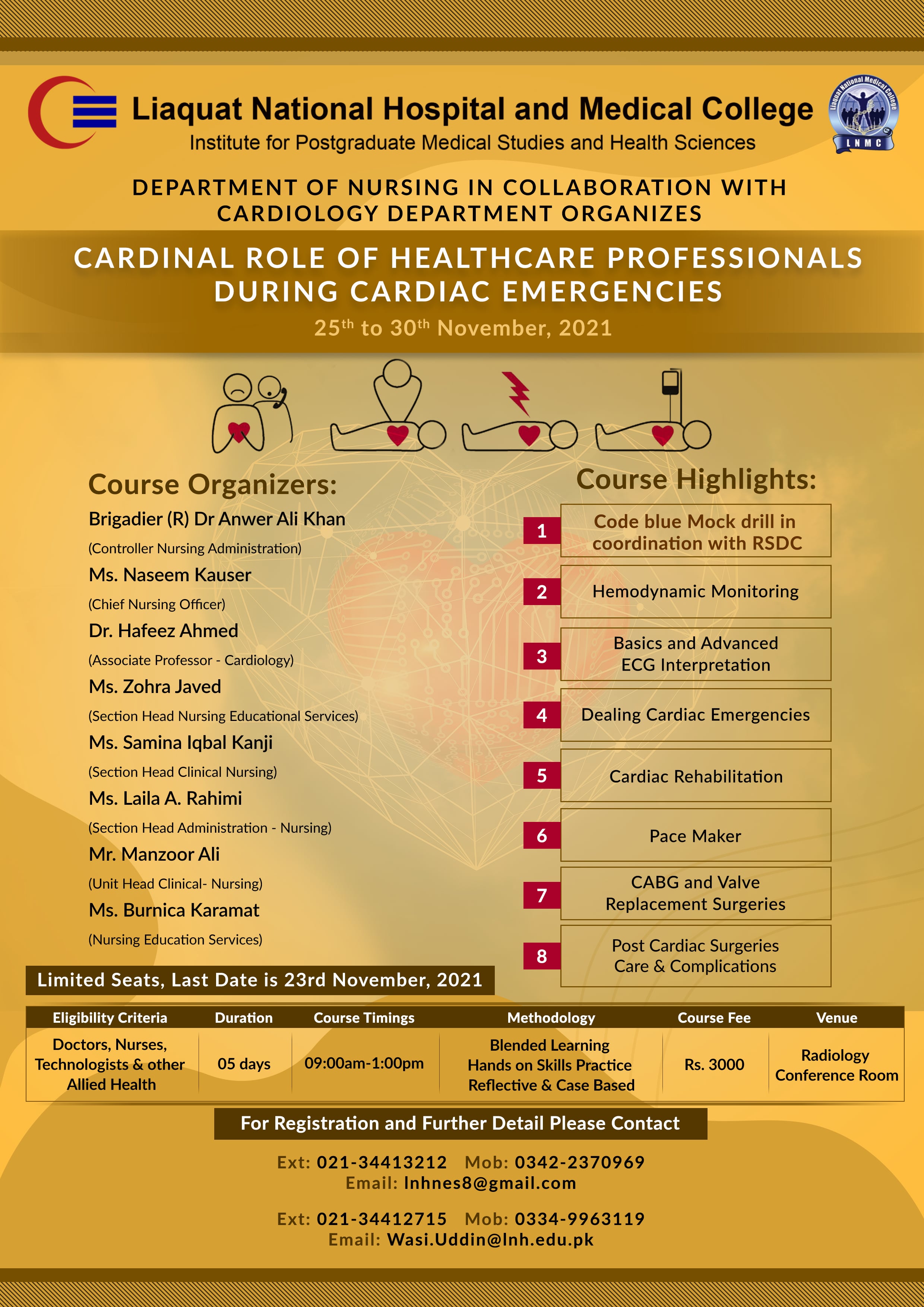 Course on Cardinal Role of Healthcare Professionals during Cardiac Emergencies
