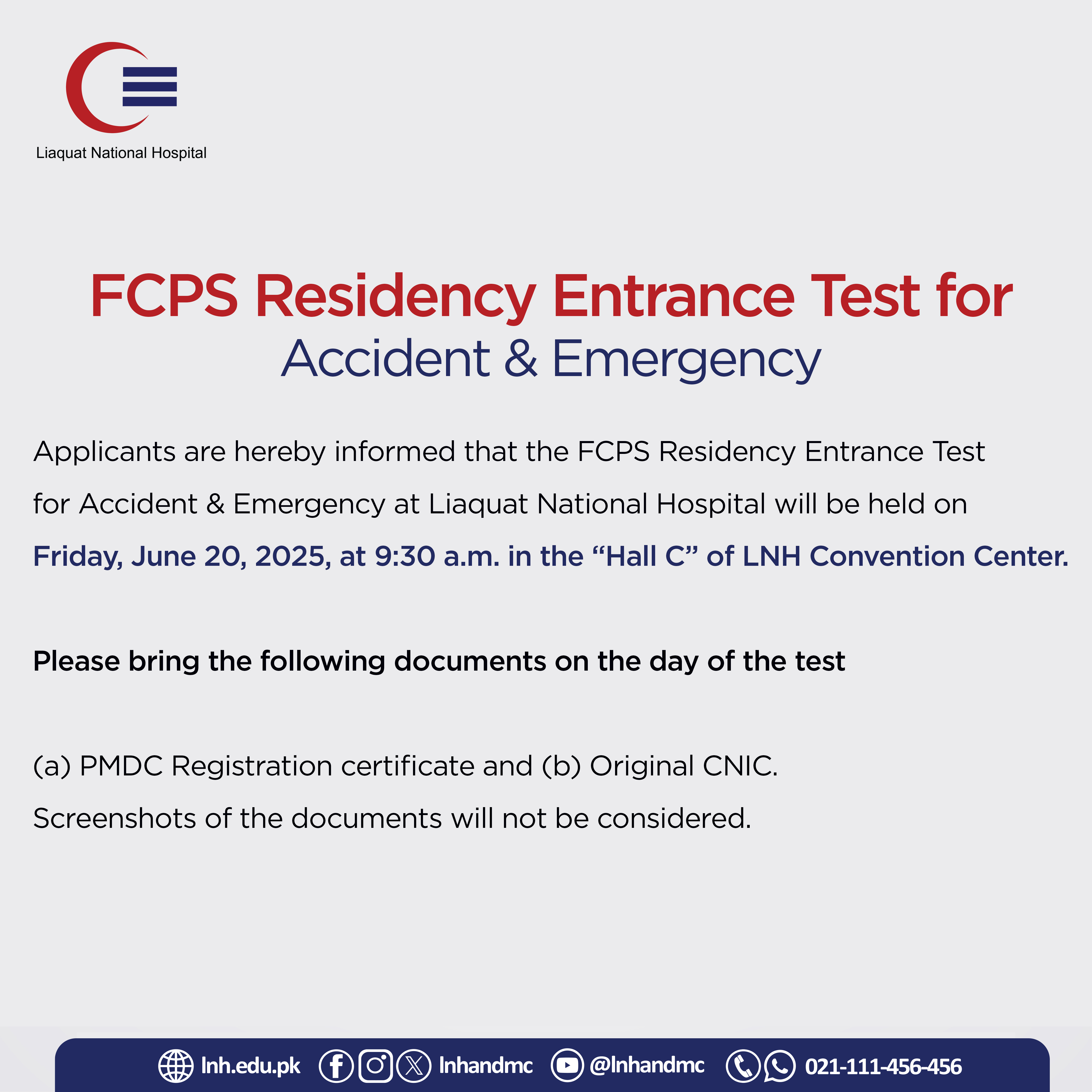 FCPS Residency Entrance Test for Accident & Emergency