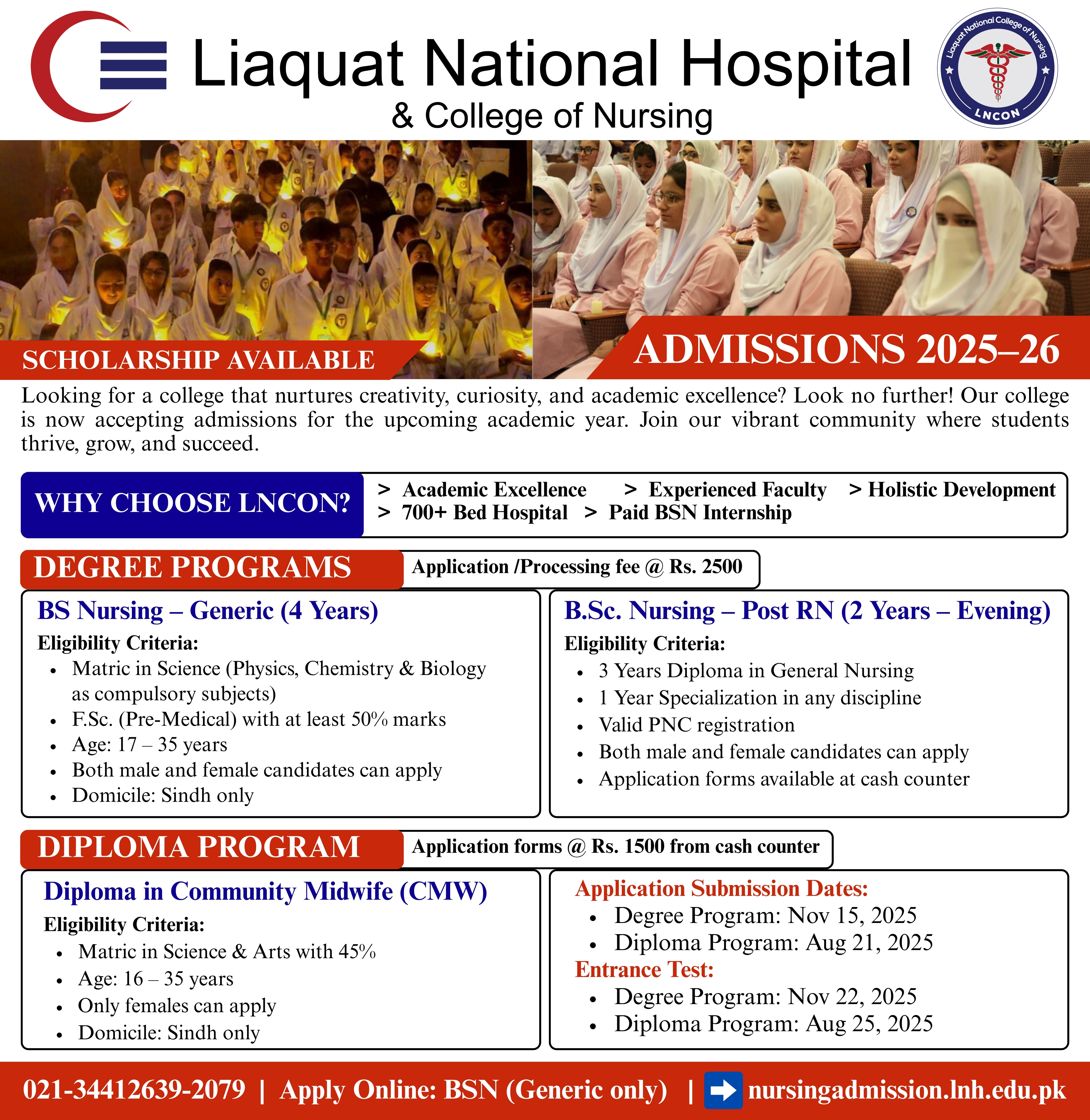 Admissions Open in Liaquat national College of Nursing