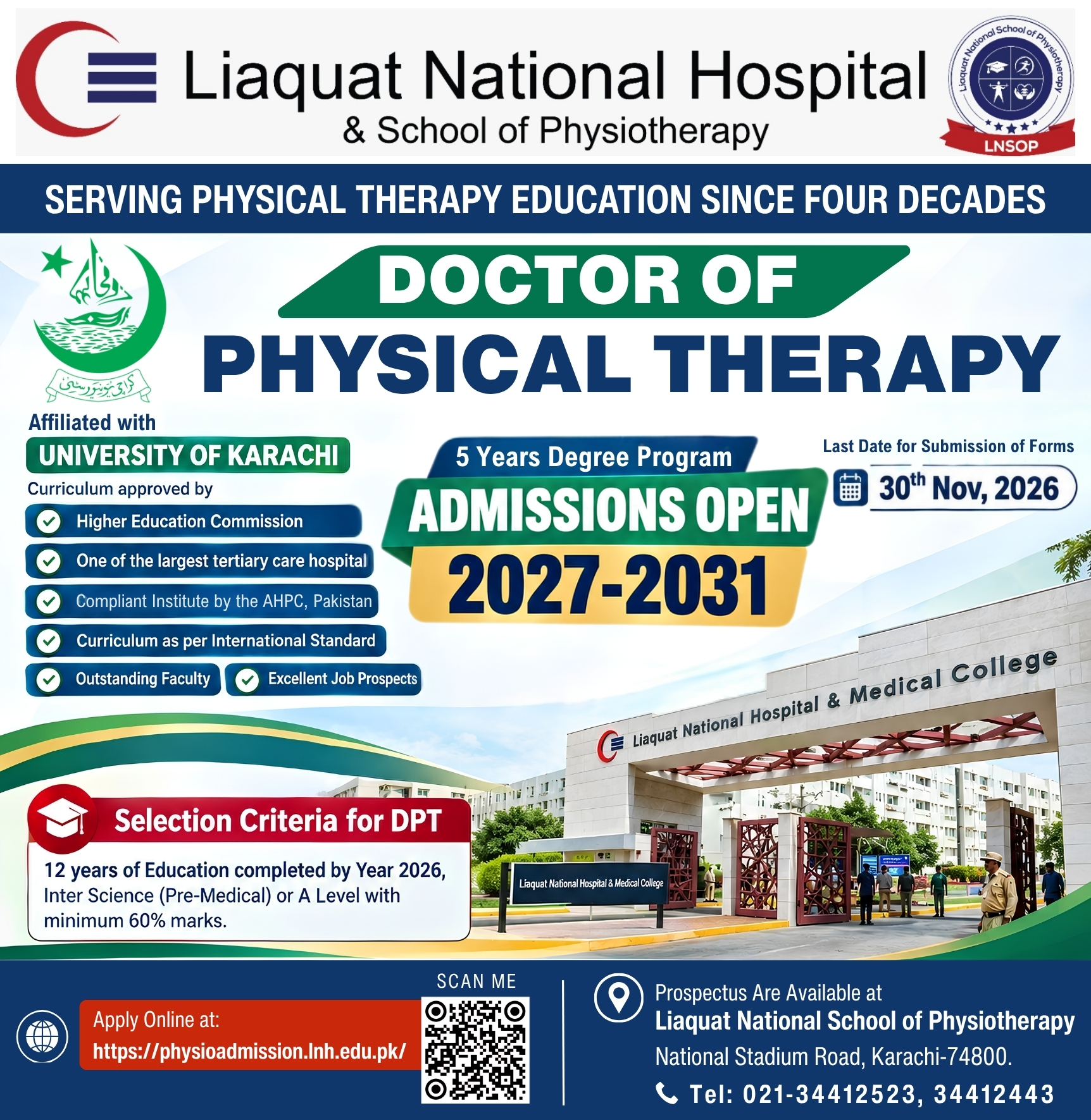 Admissions Open in Doctor of Physical Therapy (DPT), 2027-2031