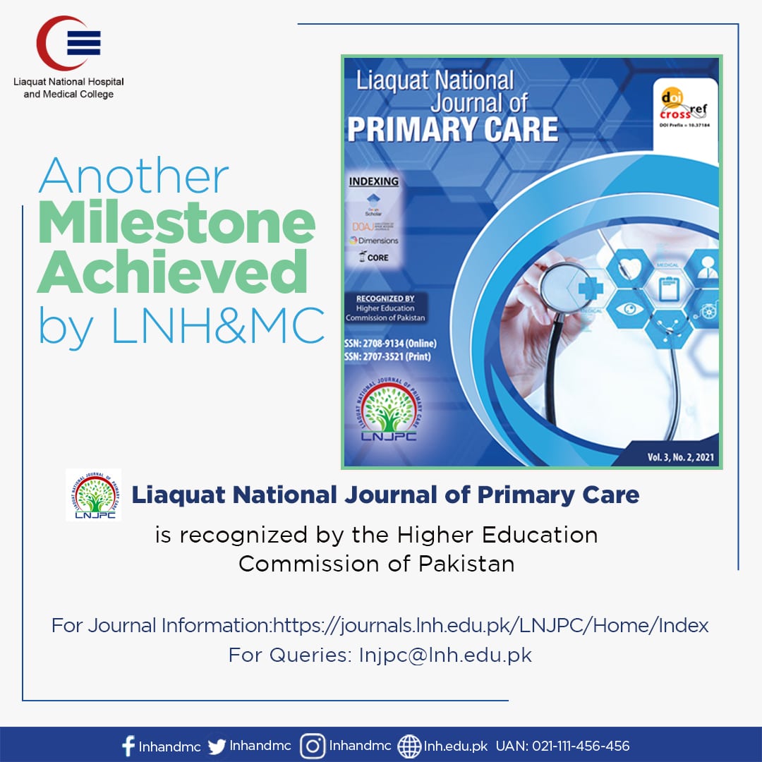 Liaquat National Journal of Primary Care has been recognized by HEC