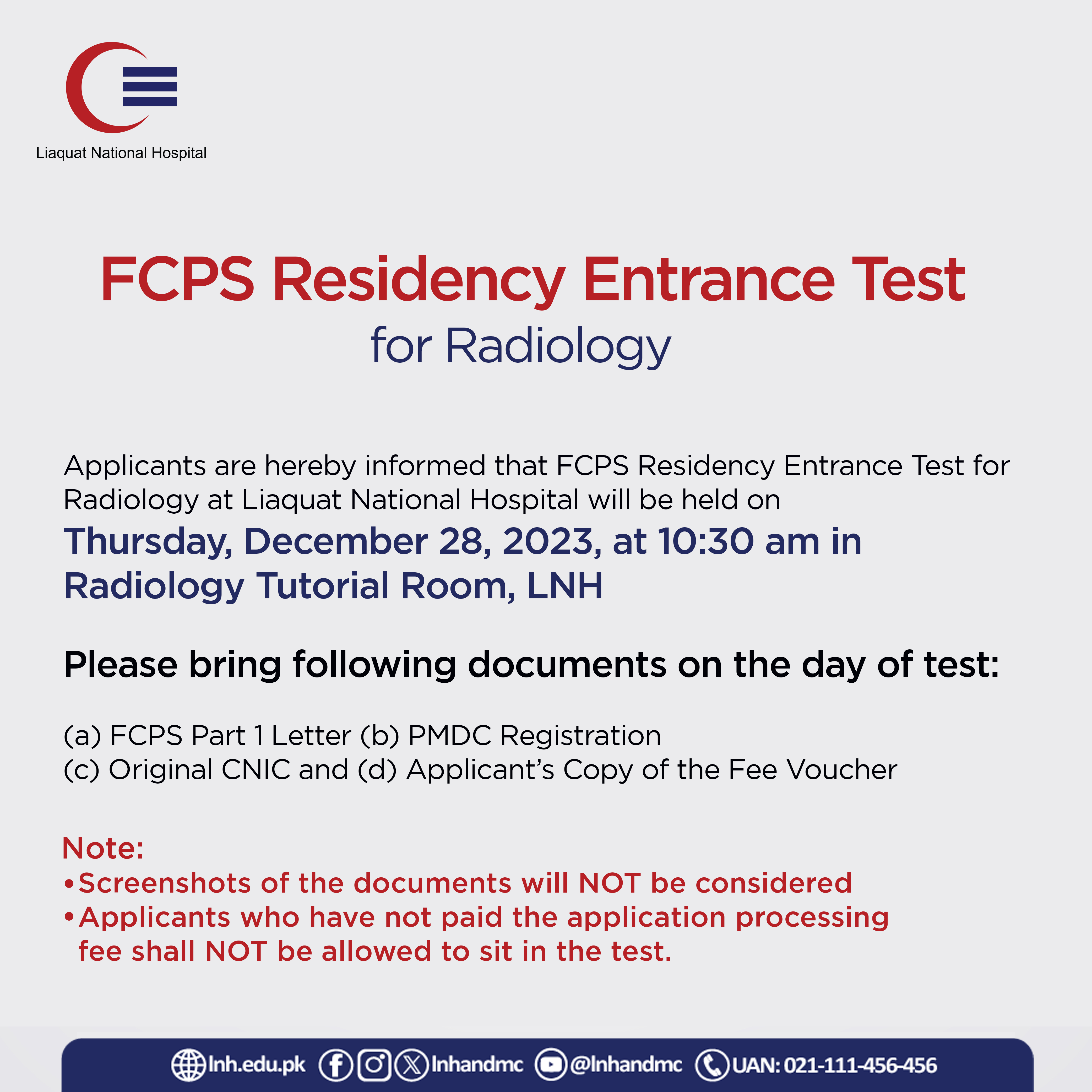 FCPS Residency Entrance Test for Radiology
