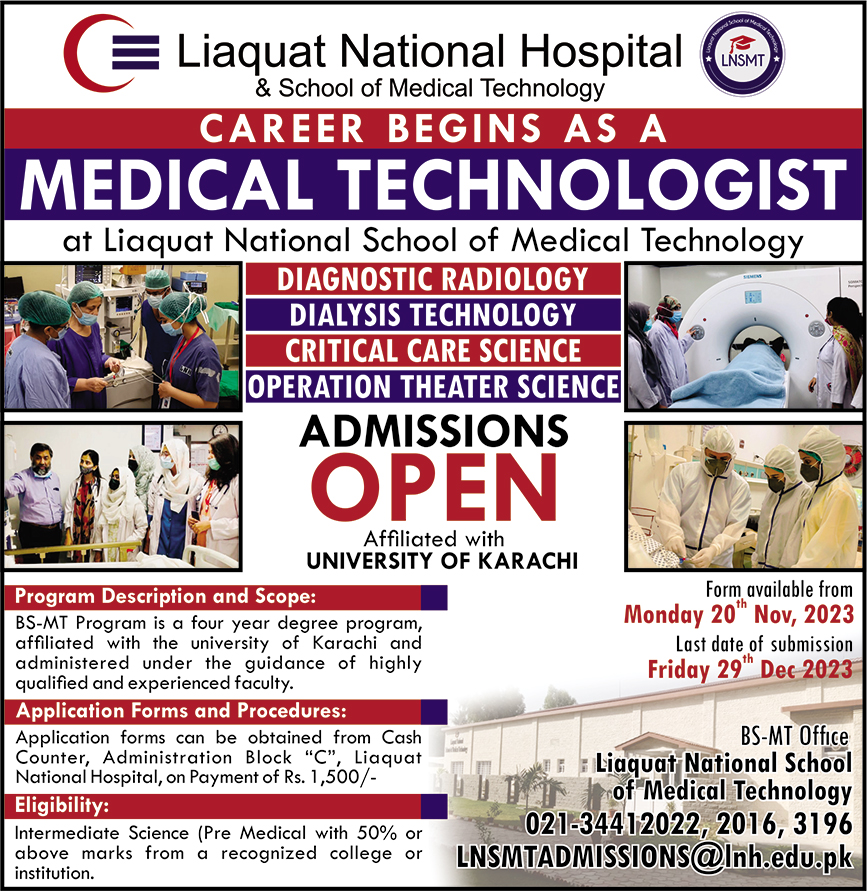 Admissions Open in BS-Medical Technology