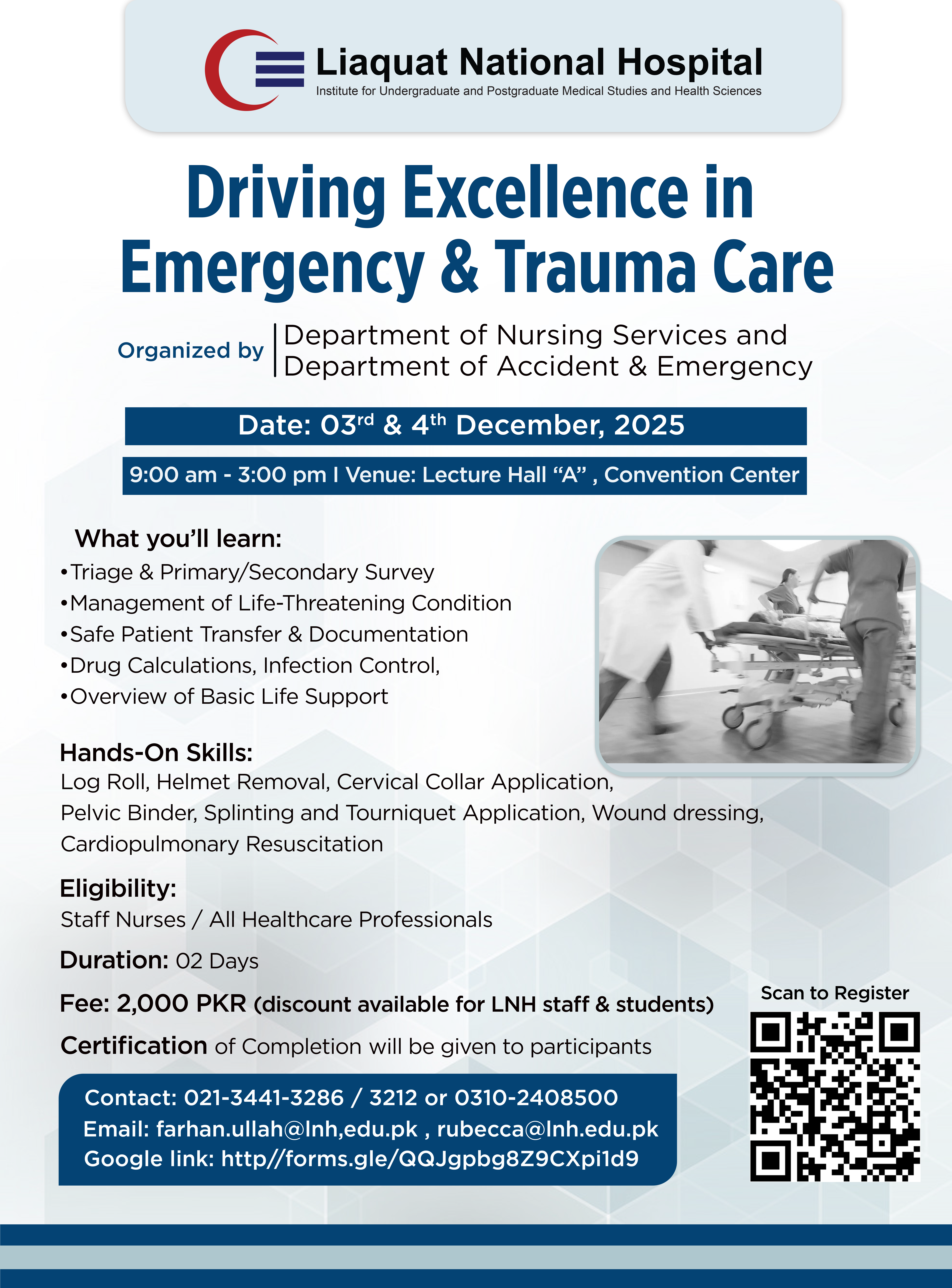 Hands-on Workshop on Driving Excellence in Emergency and Trauma Care | December 3 & 4, 2025