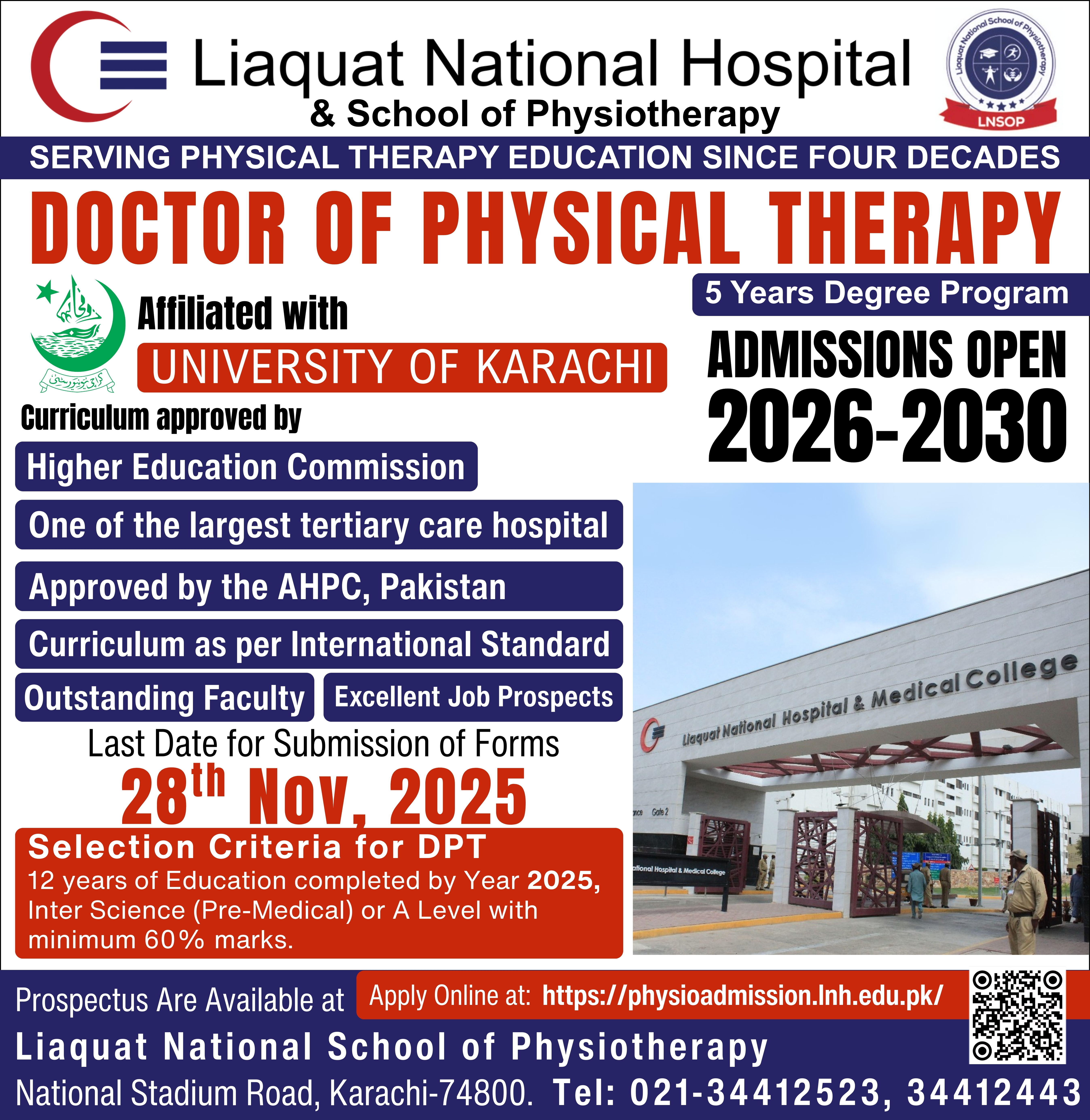 Admissions Open in Doctor of Physical Therapy (DPT), 2026-2030