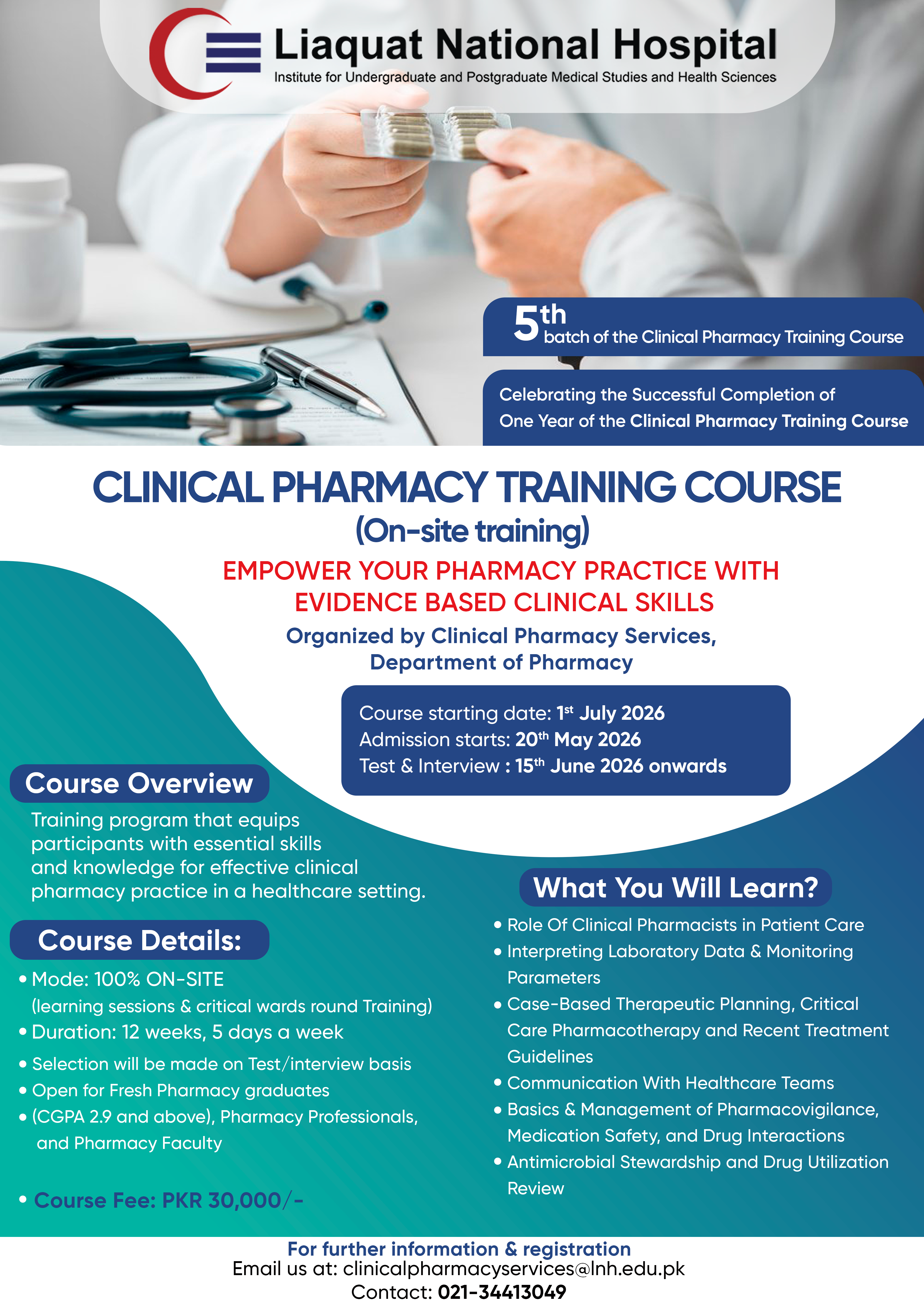 Clinical Pharmacy Training Course (On-site Training) – 5th Batch