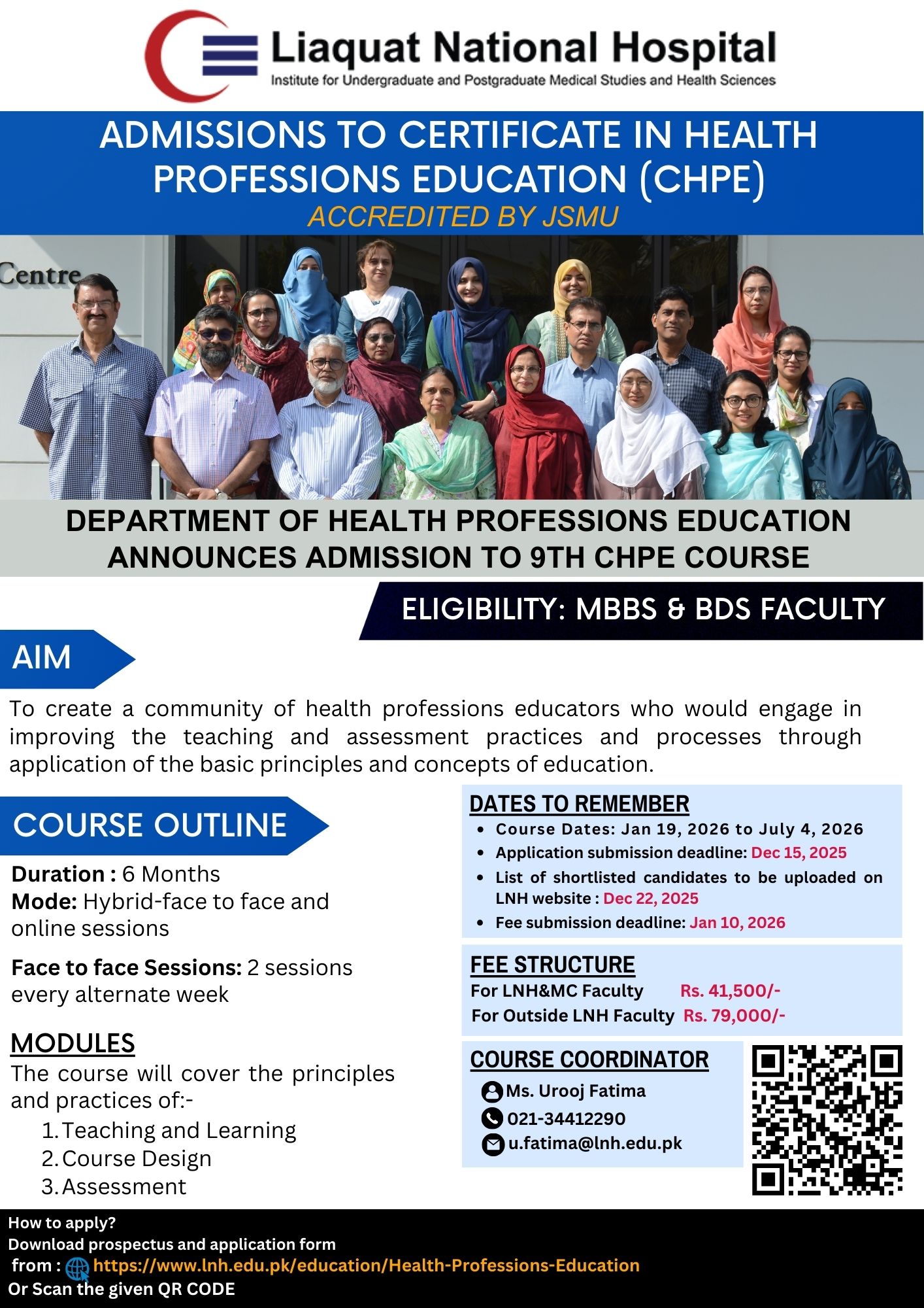 9th Course in Health Professions Education (CHPE) (Jan 19 – July 04, 2026)