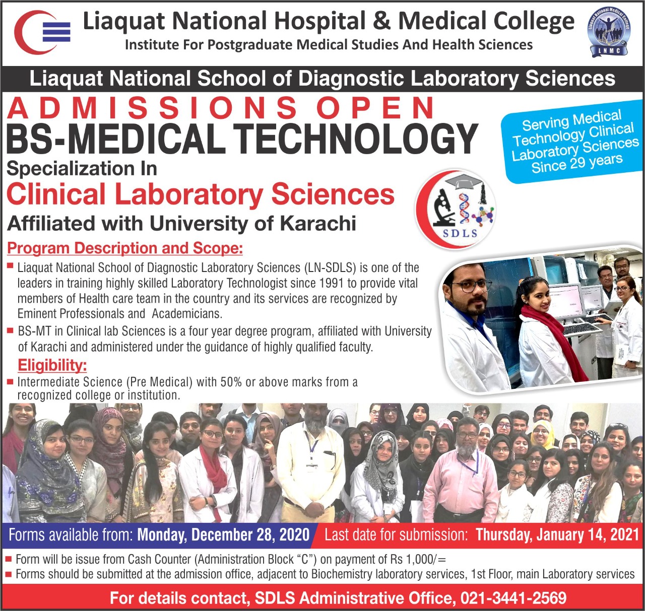 Admissions Open in BSMT (Clinical Laboratory Sciences)