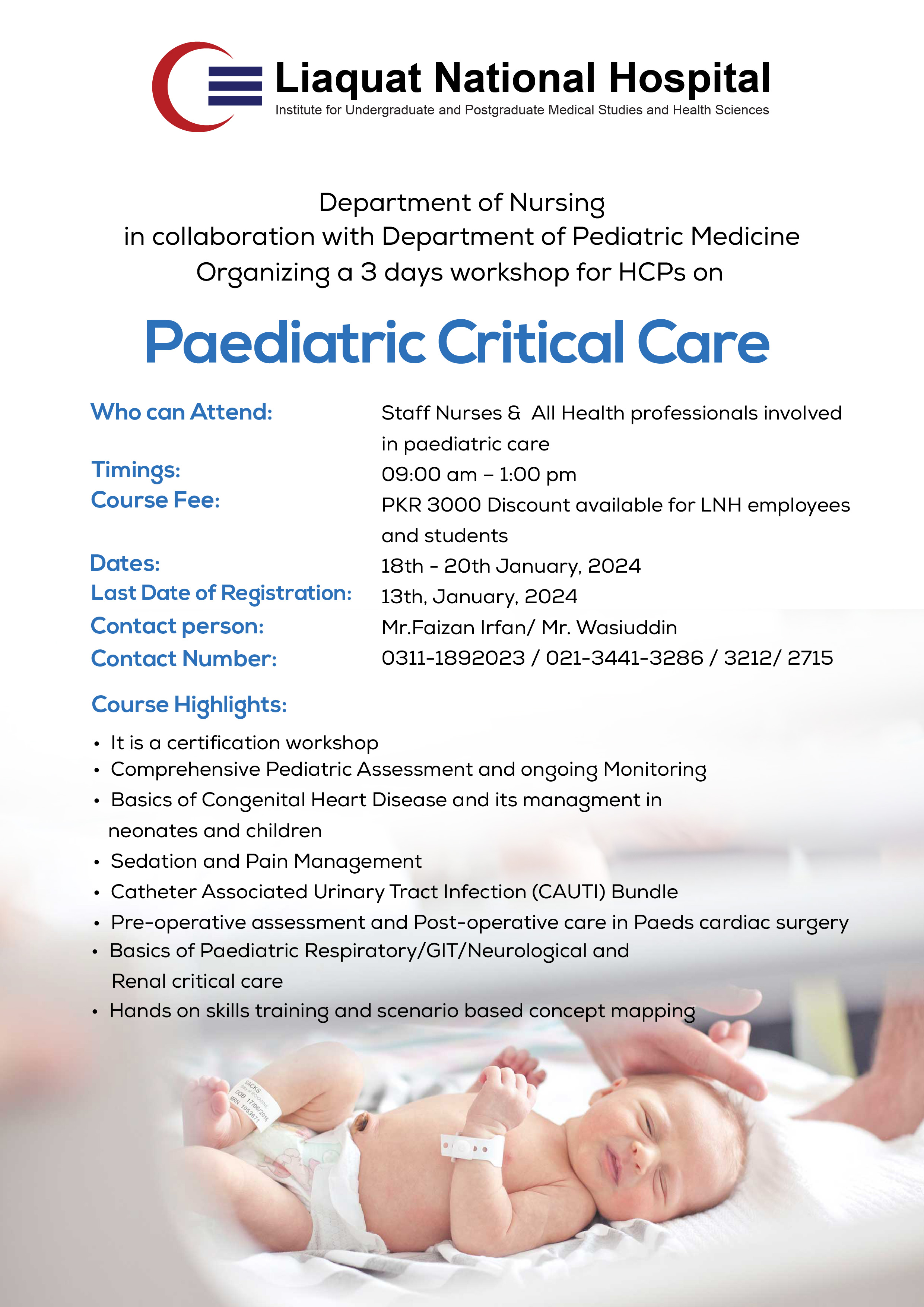 3 day workshop for HCPs on Paediatric Critical Care