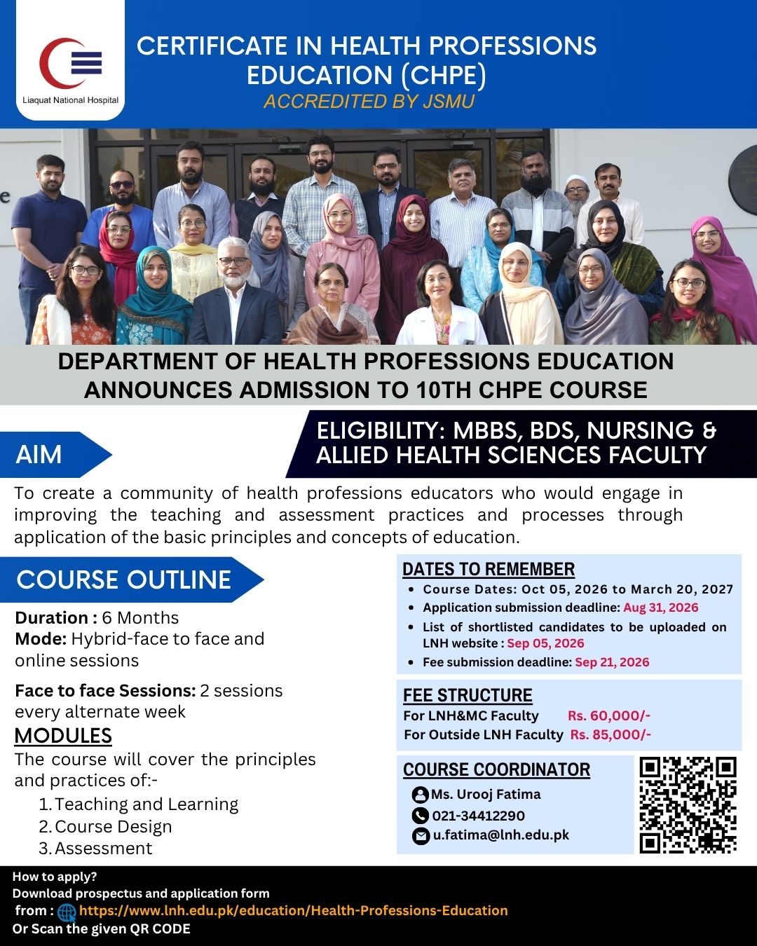 10th Course in Health Professions Education (CHPE) (Oct 05, 2026 – Mar 20, 2027)