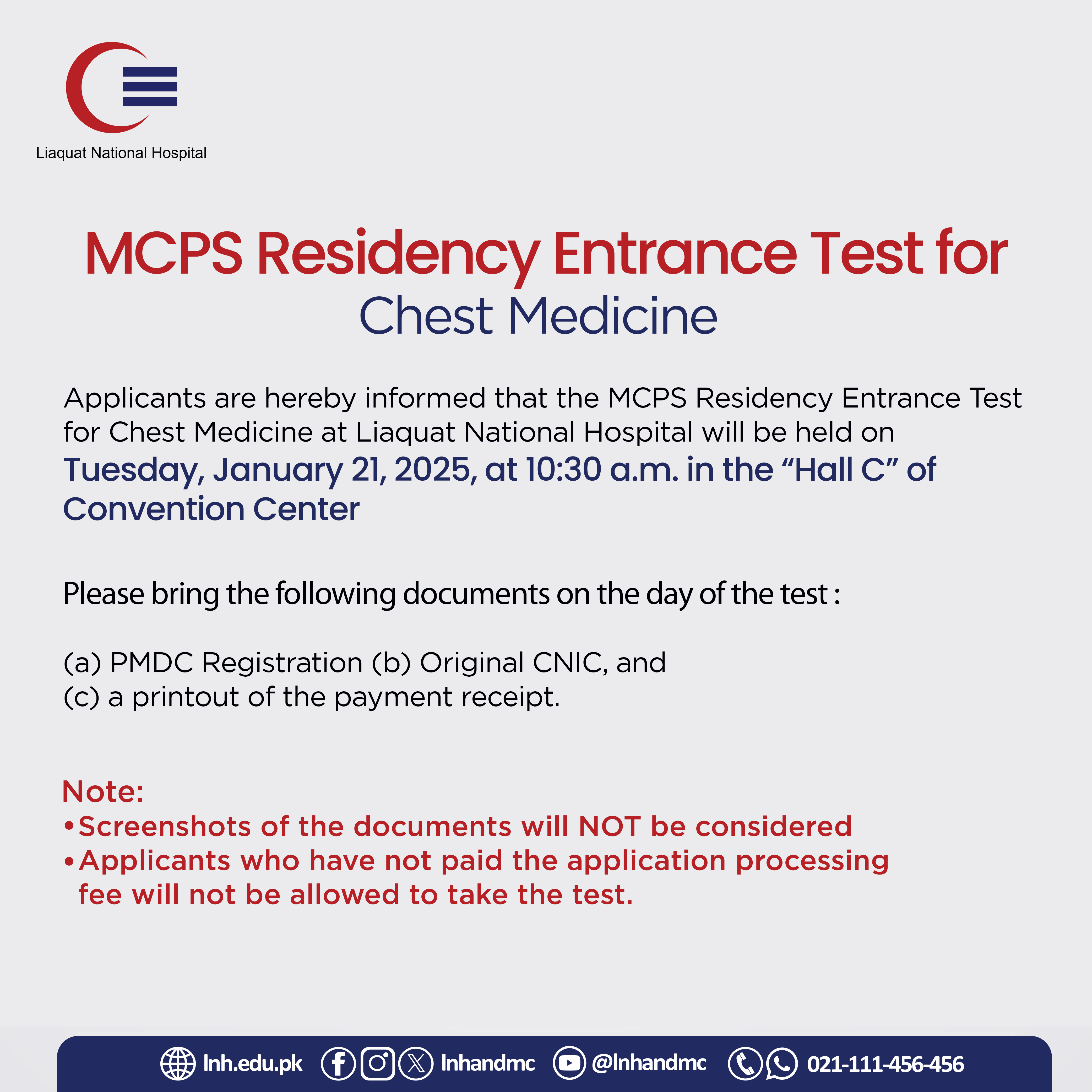 MCPS Residency Entrance Test for Chest Medicine