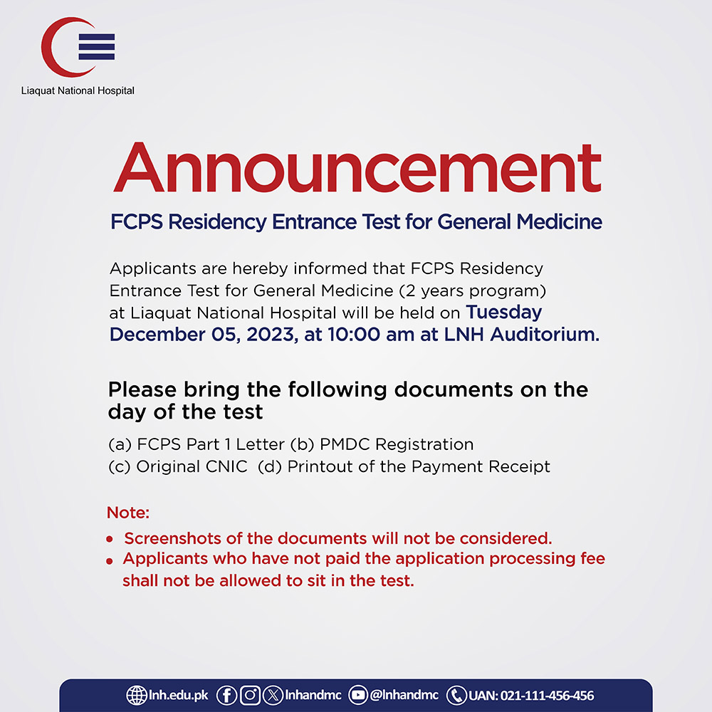 FCPS Residency Entrance Test for General Medicine