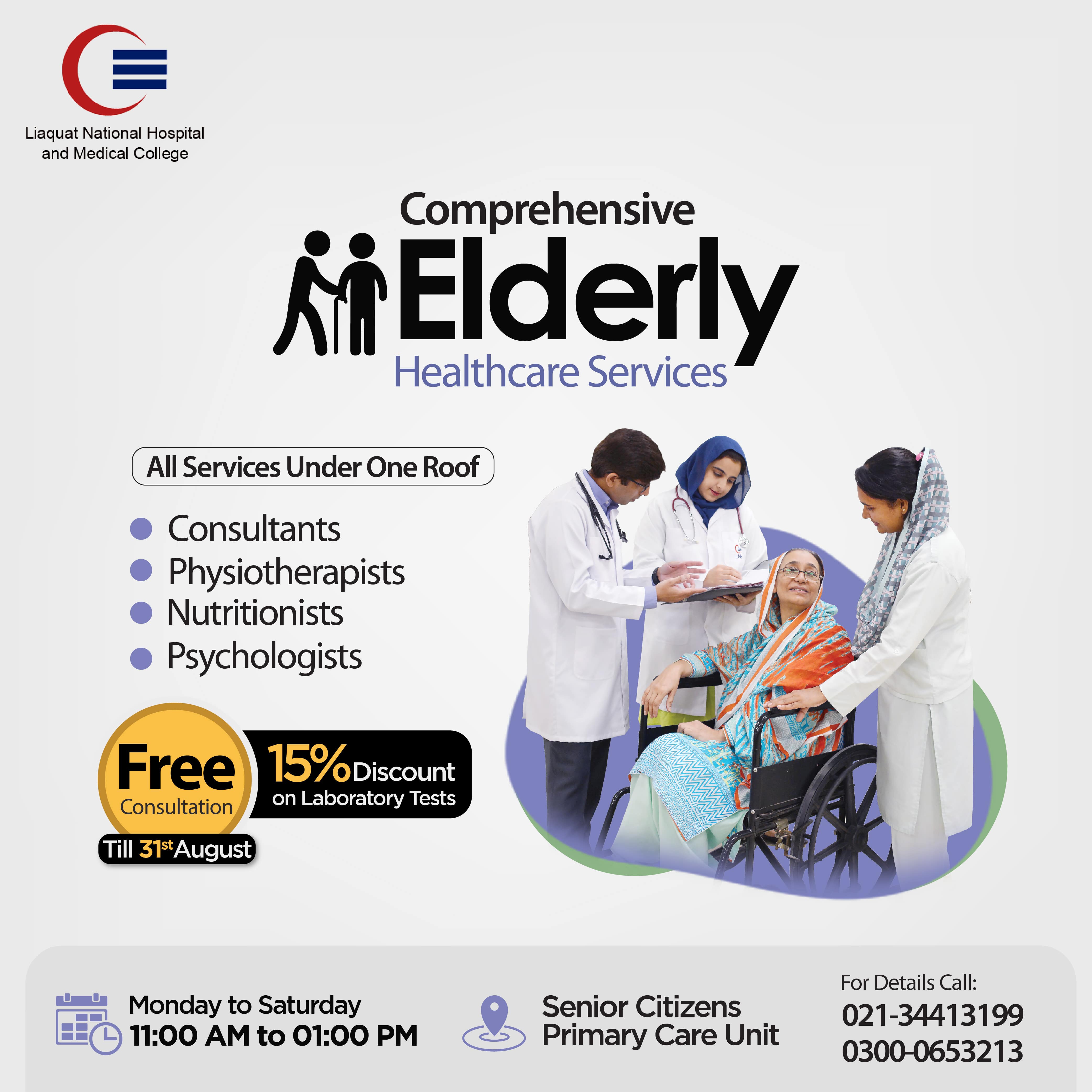 Free Consultation and 15 Lab discount at Elderly Healthcare Services